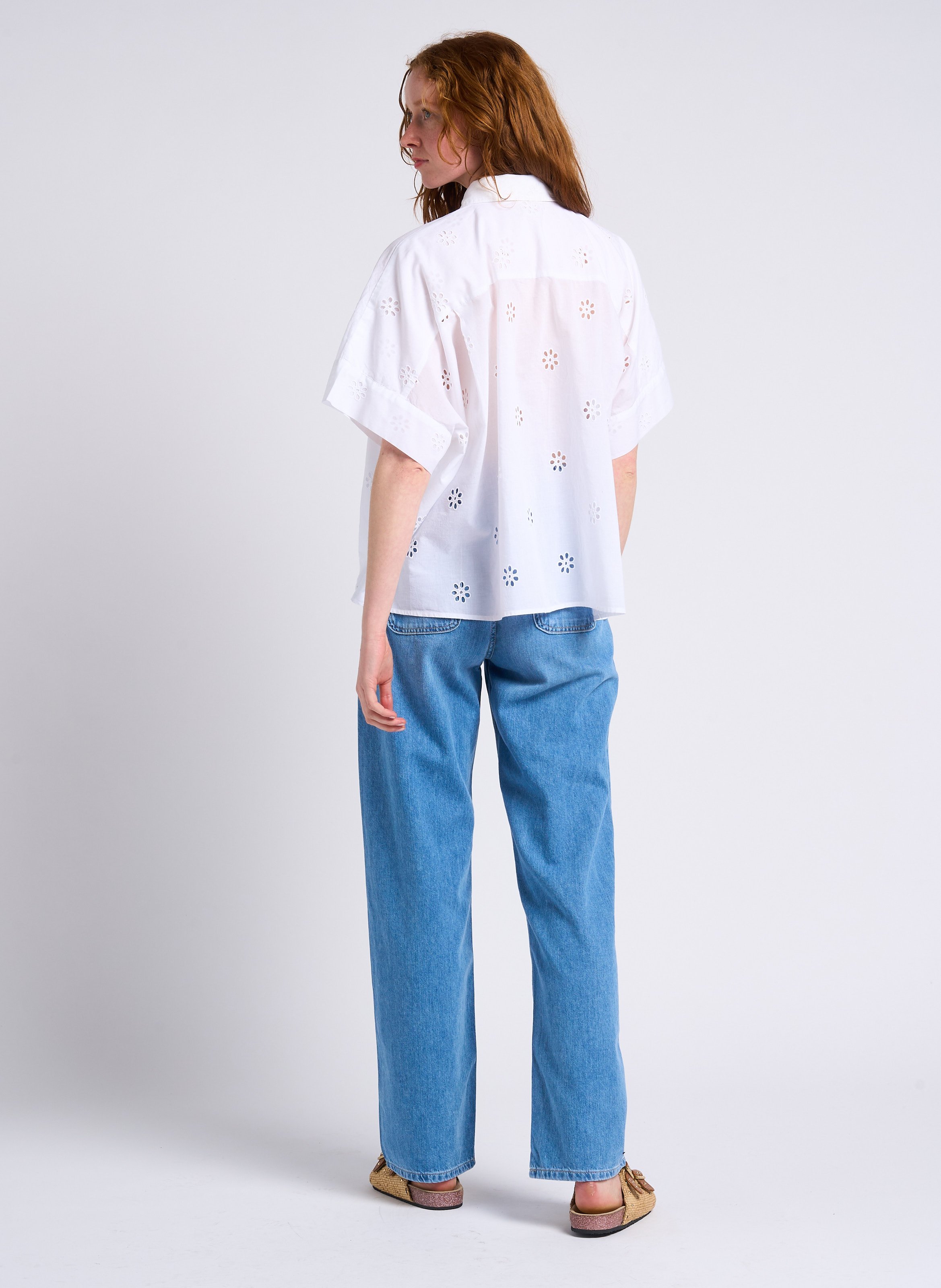 High-waisted wide-leg cotton pants BA&SH Blue