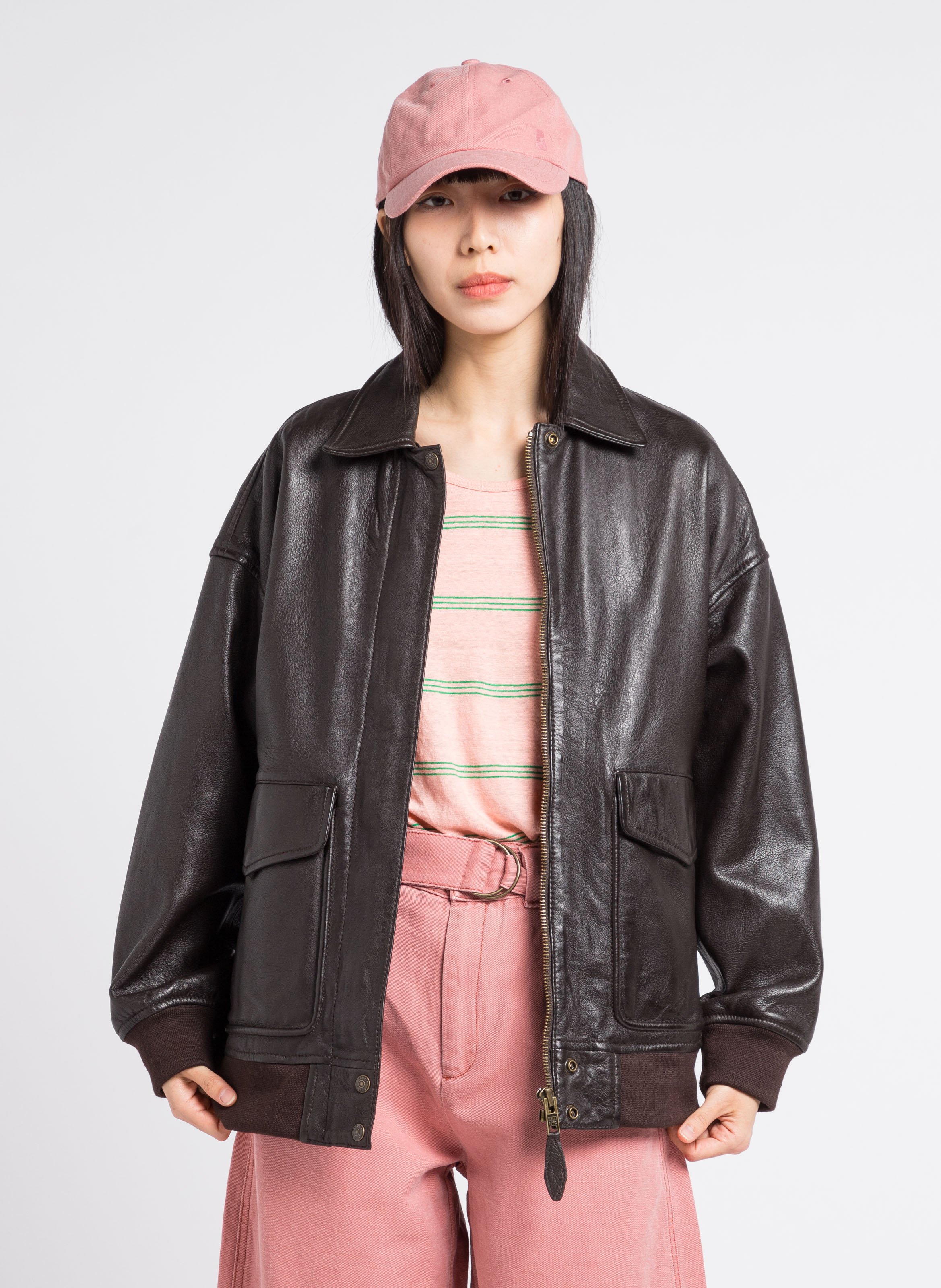 Oversize-Lederblouson SCHOTT Braun