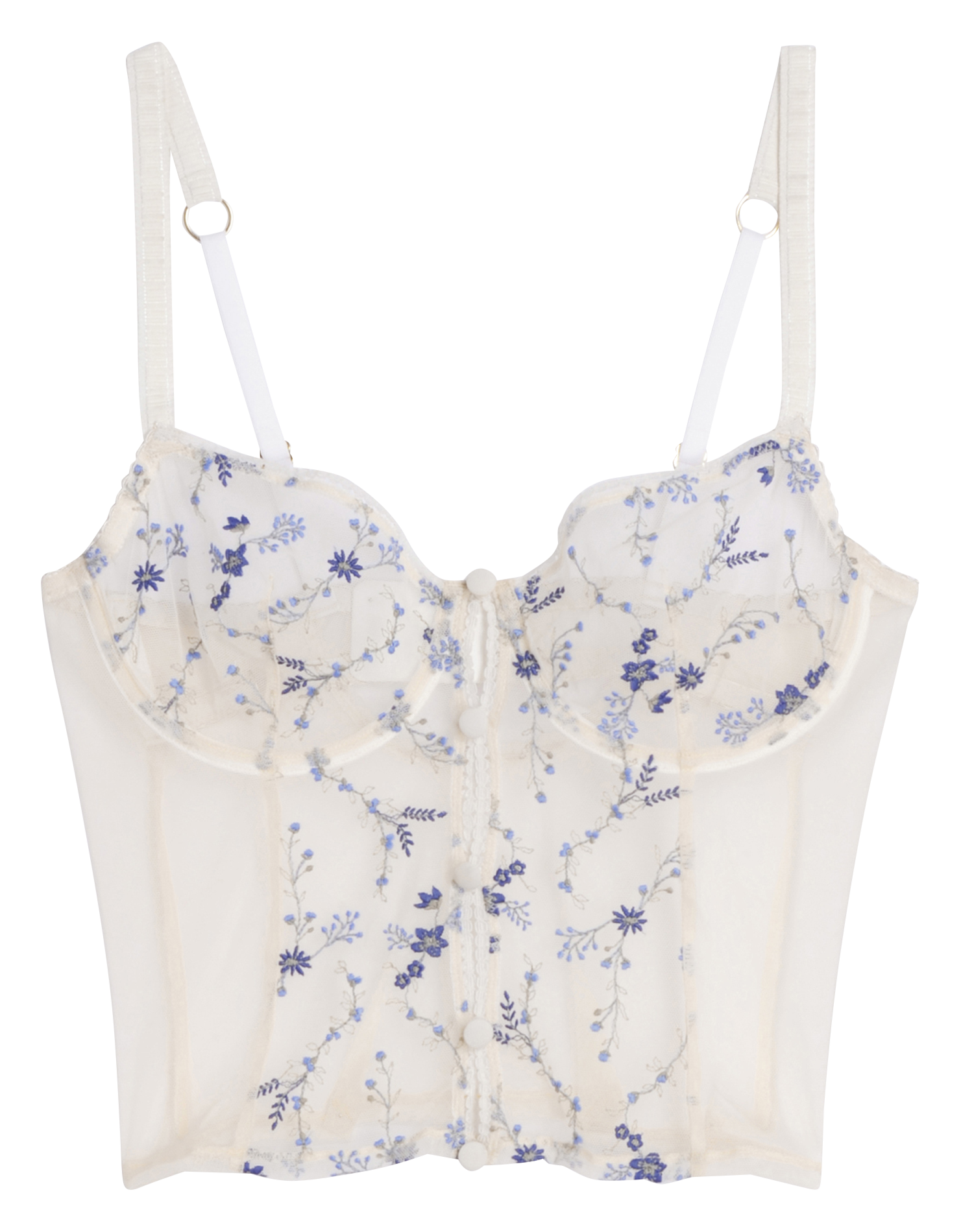 Balconette bra with floral pattern ICONE White