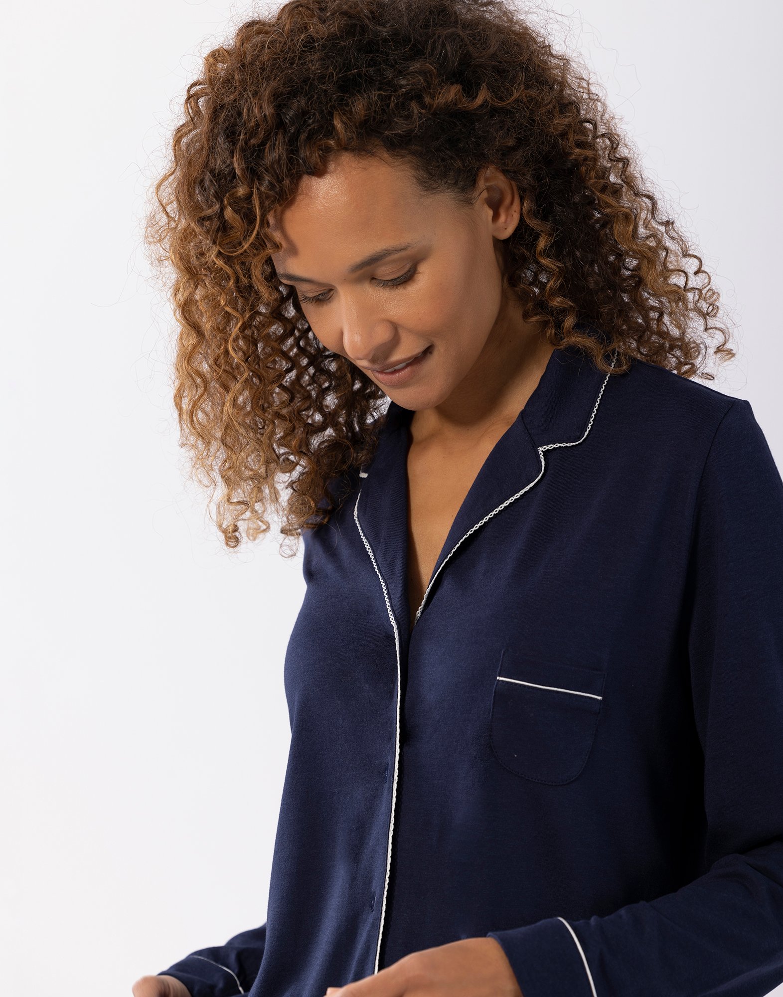 Buttoned cotton modal pajamas LE CHAT Blue