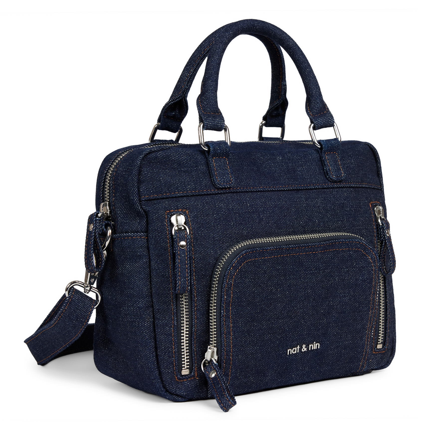 Denim cotton crossbody bag NAT & NIN Blue