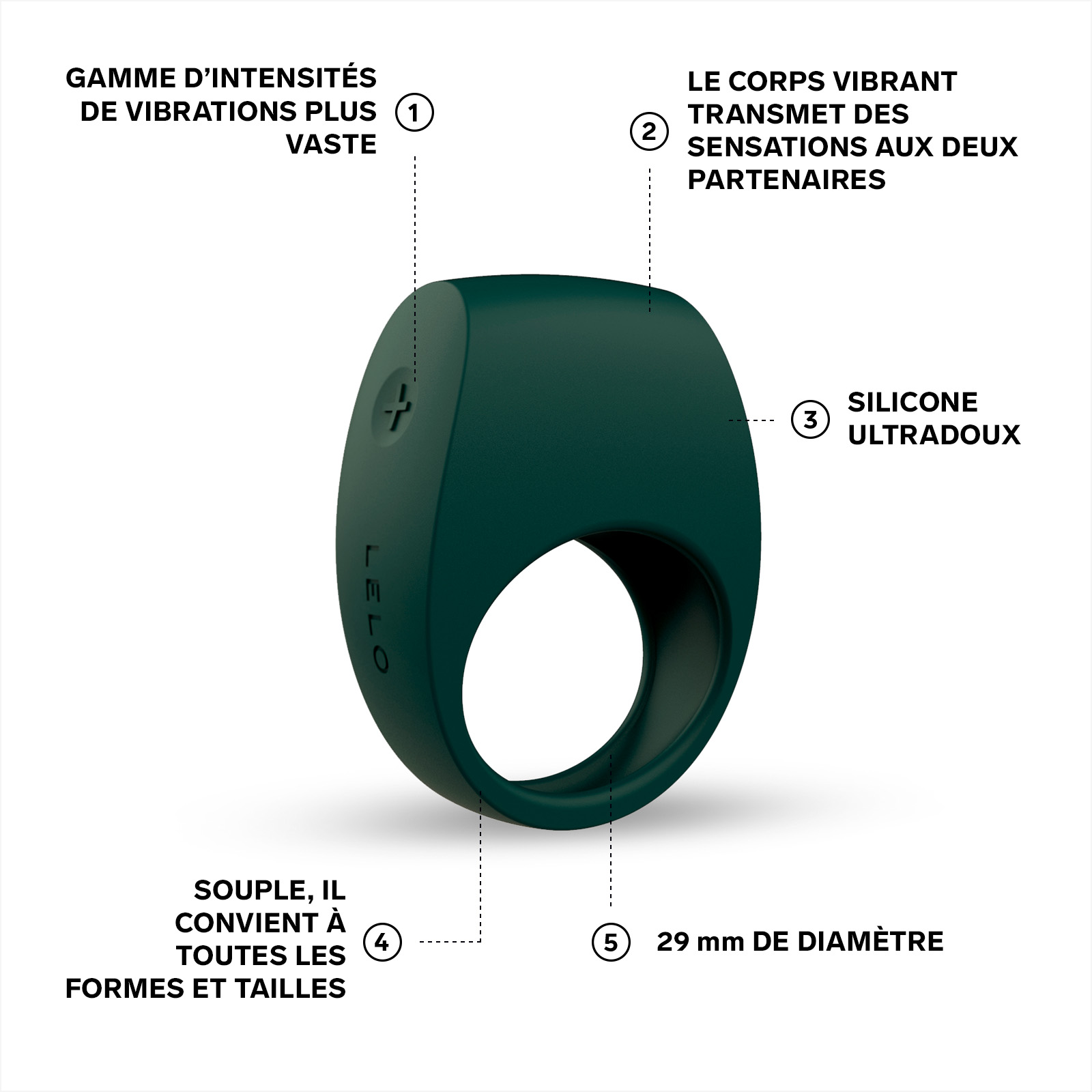 Vibrating ring for couples, cockring LELO Vert