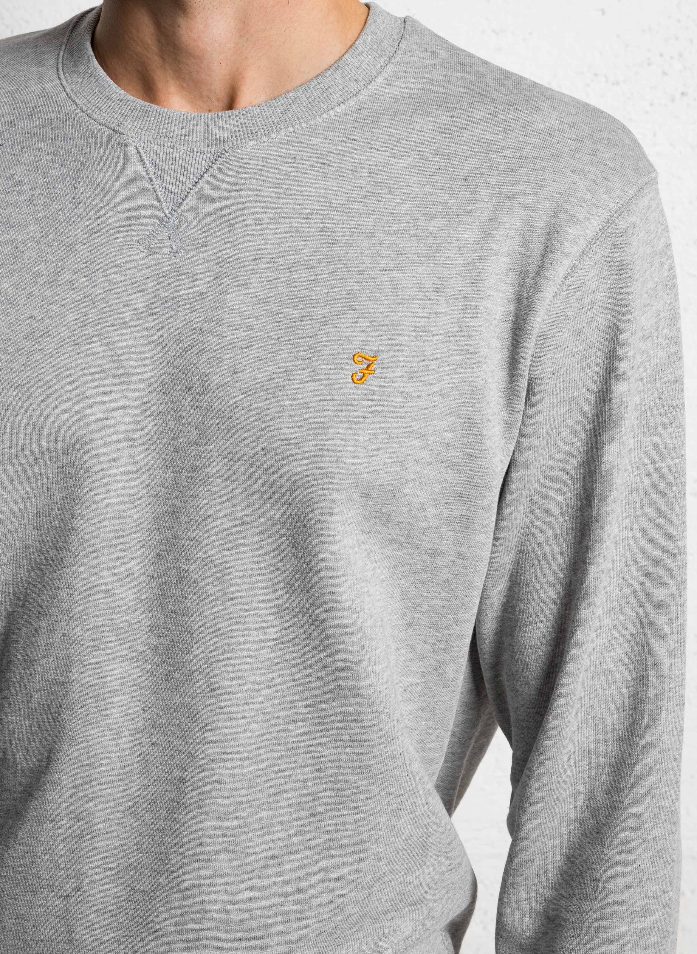 Slim-fit round-neck organic cotton sweatshirt FARAH Silver