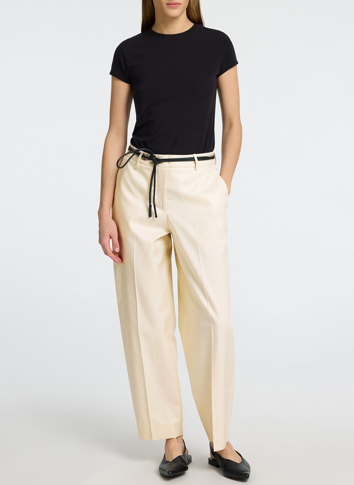 Pantalon large en coton bio mélangé SELECTED Beige