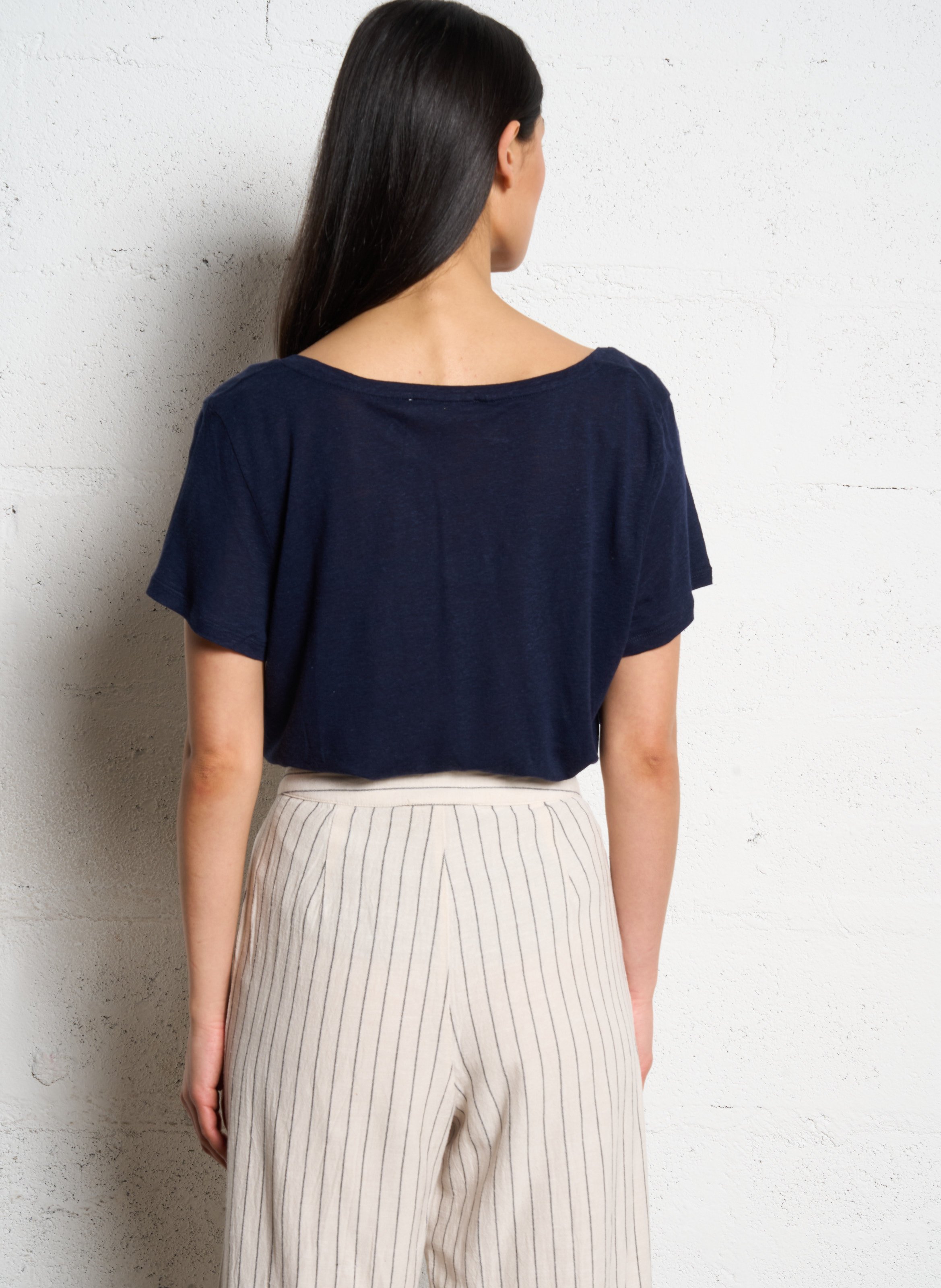 Round-neck linen-blend T-shirt LA PETITE ETOILE Blue