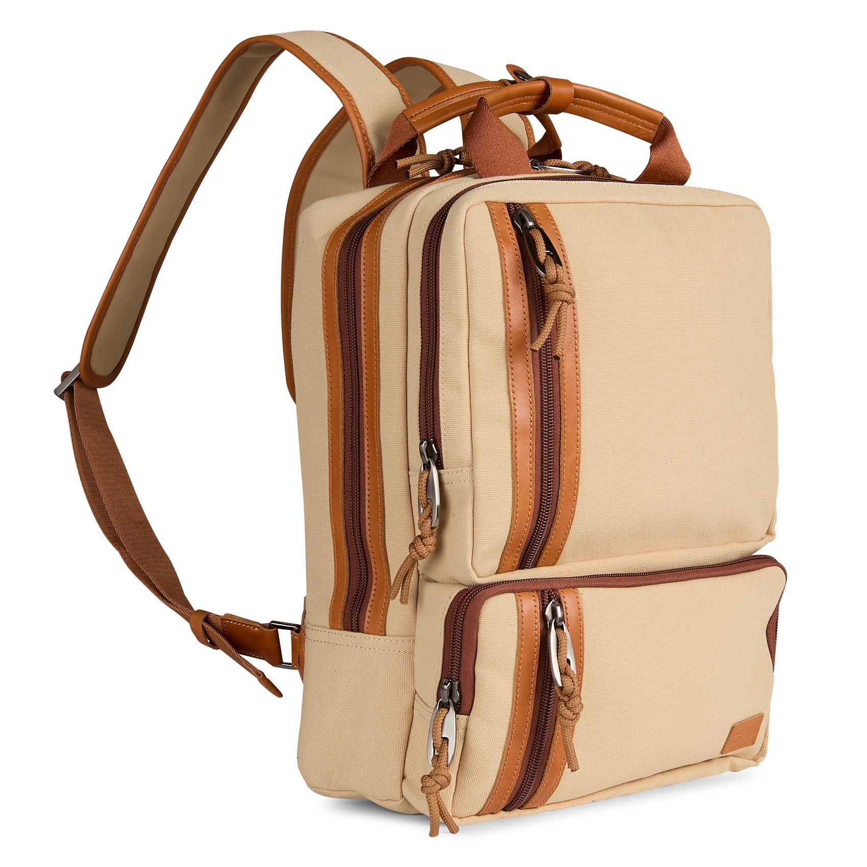 Multi-pocket leather blend backpack SIR EDWARD Brown