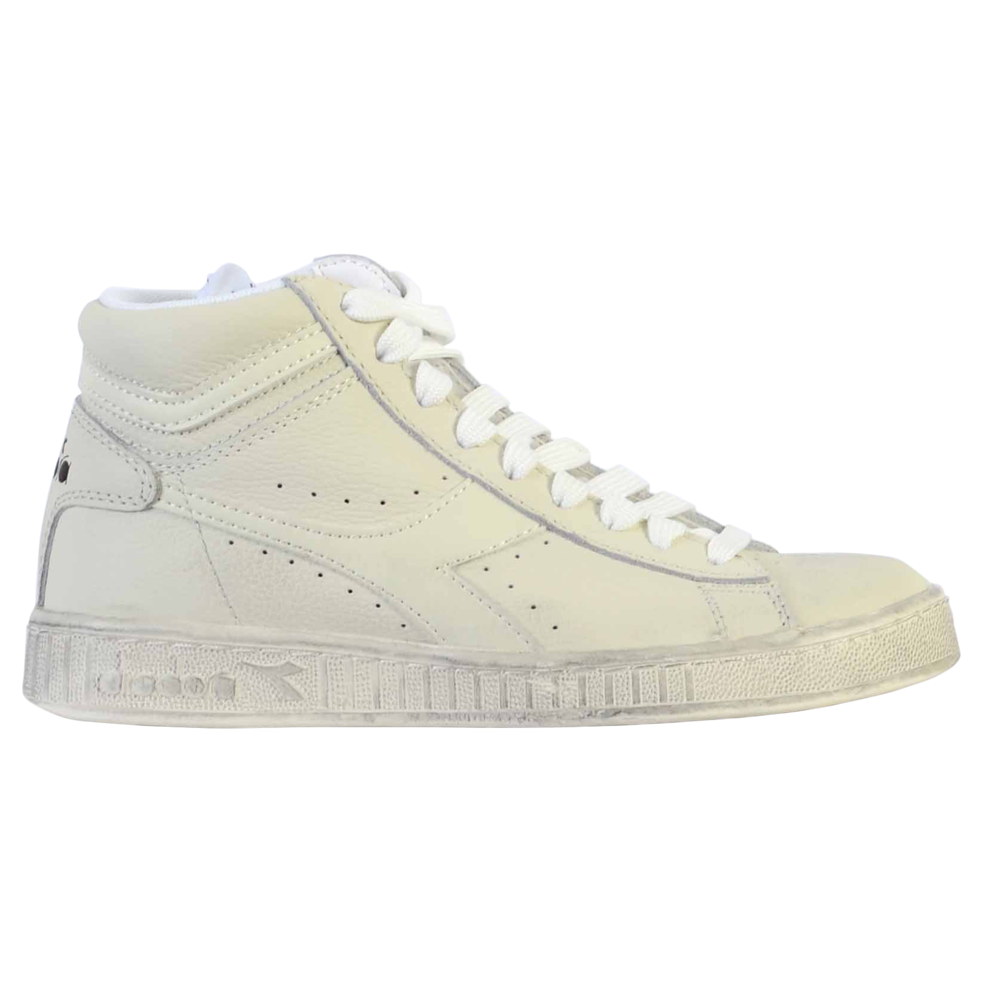 Lace-up leather sneakers game l high waxed DIADORA White