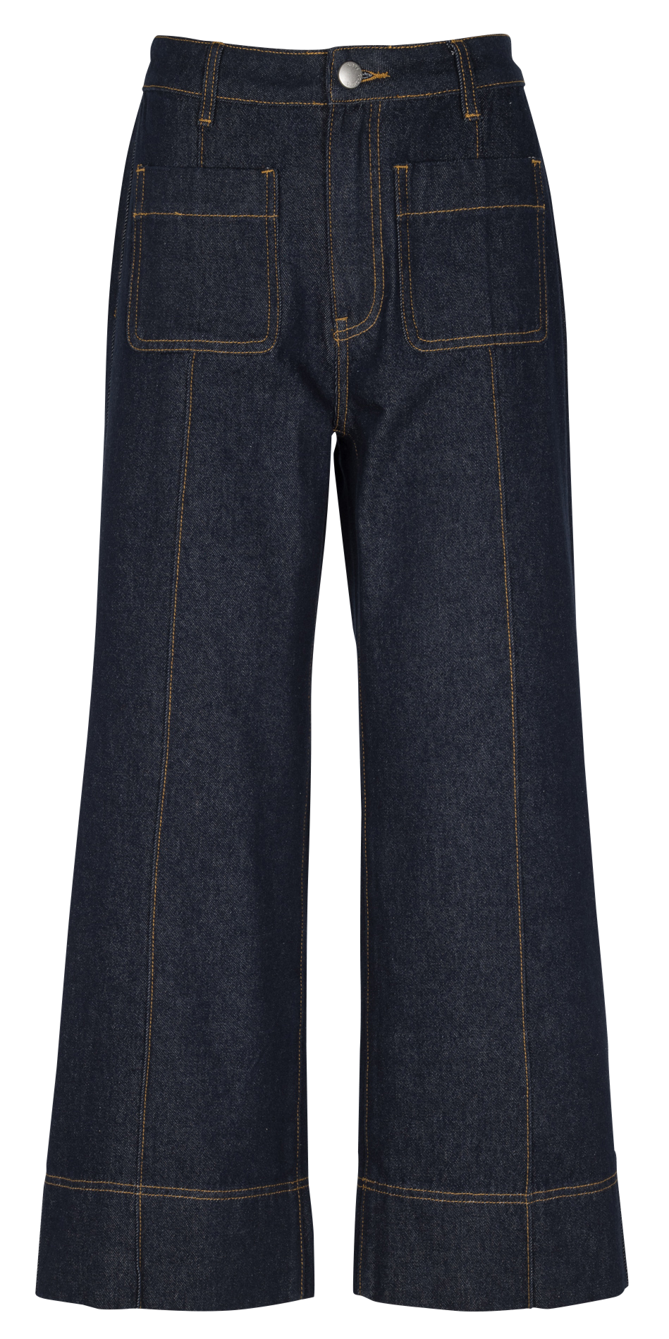Jean taille haute large en denim brut SUNCOO Bleu