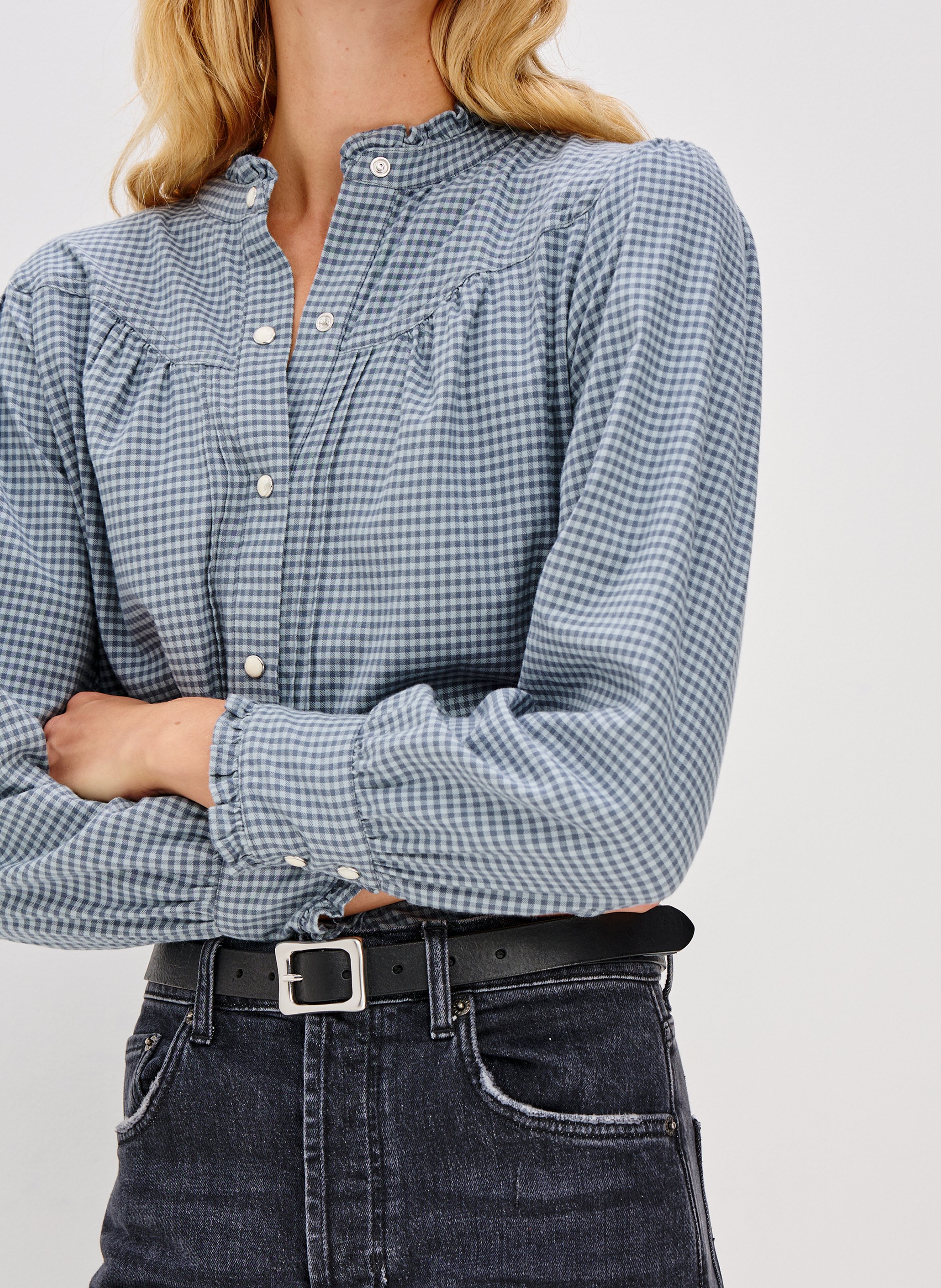 Blouse col rond en coton mélangé RAILS Multicolore