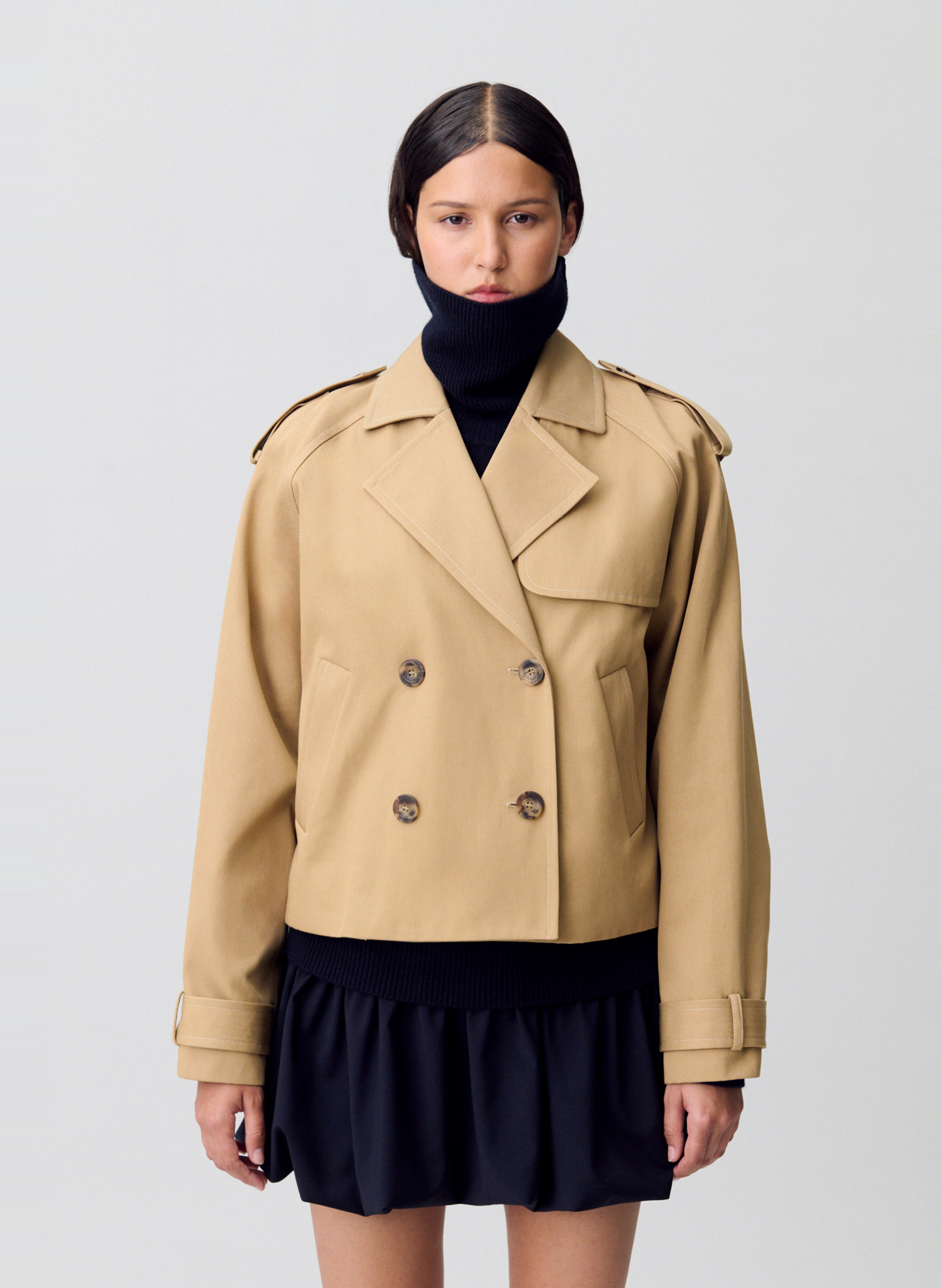 Trench court en coton CLAUDIE PIERLOT Beige