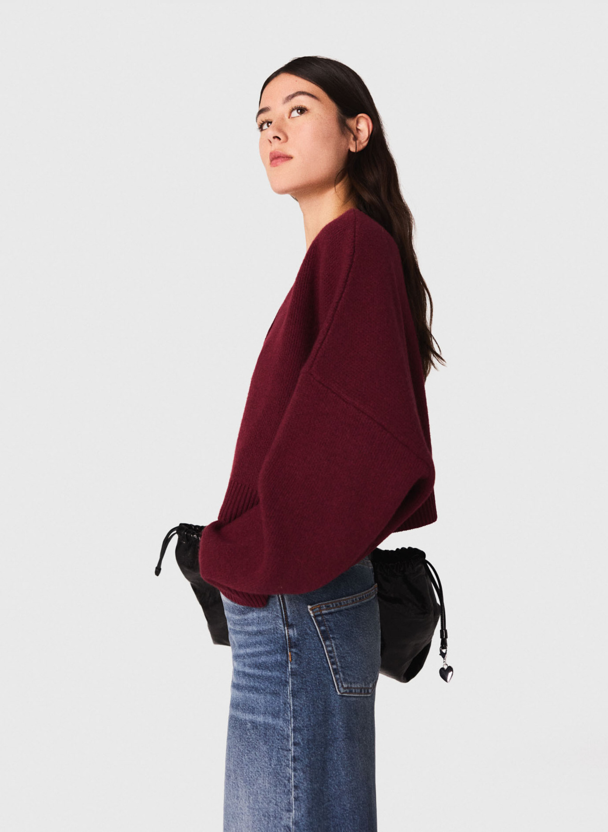 Short oversized button-up cardigan MAJE Red