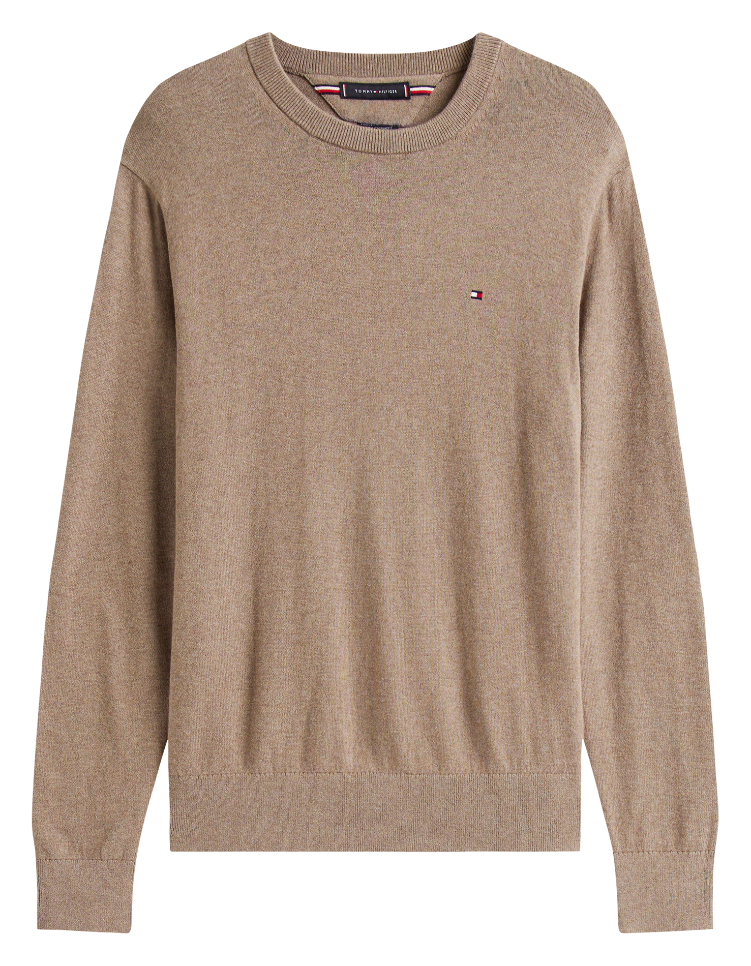 Round-neck cotton-blend sweater  Coastal taupe heather