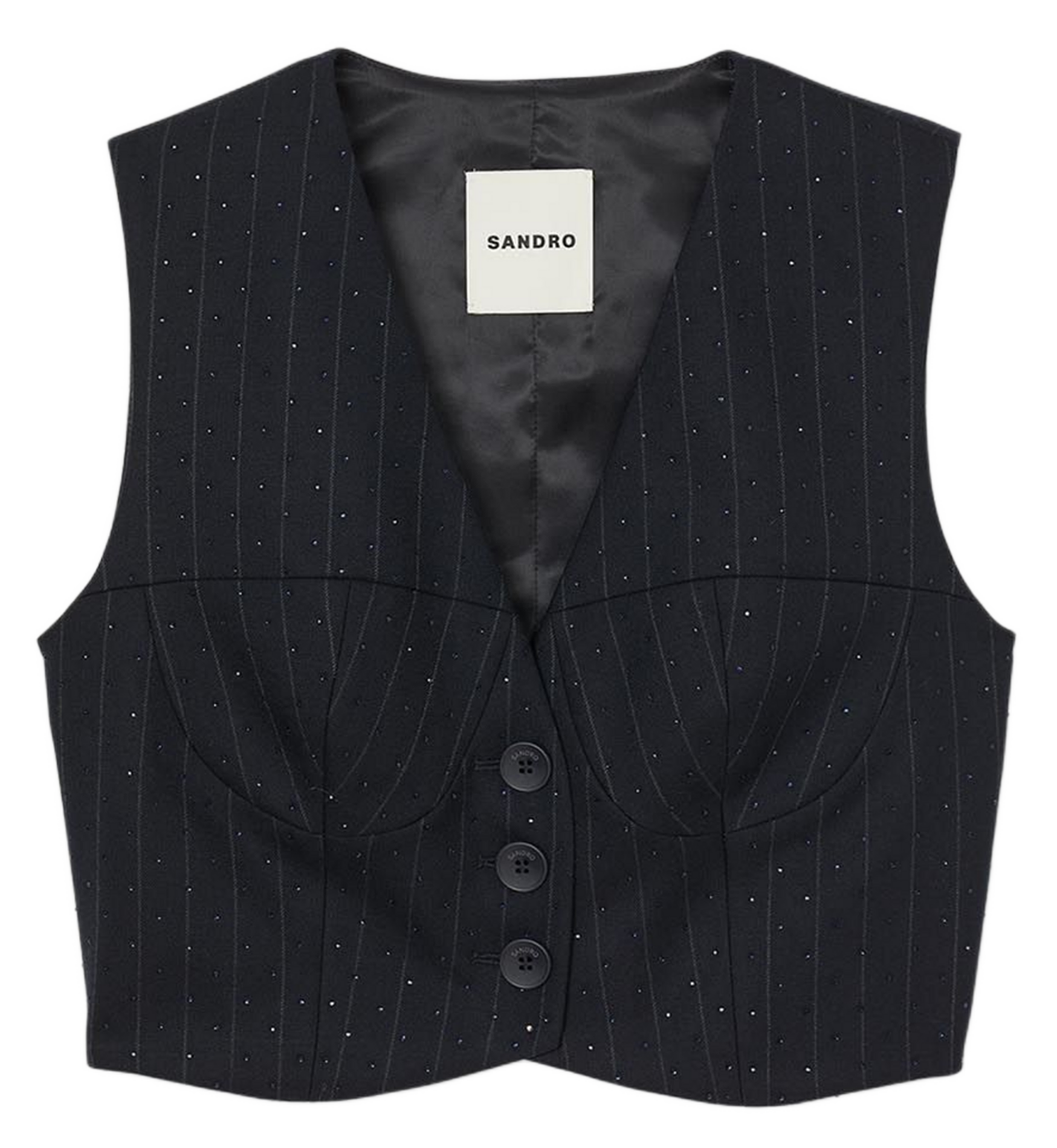 Striped wool blend V-neck top SANDRO Blue