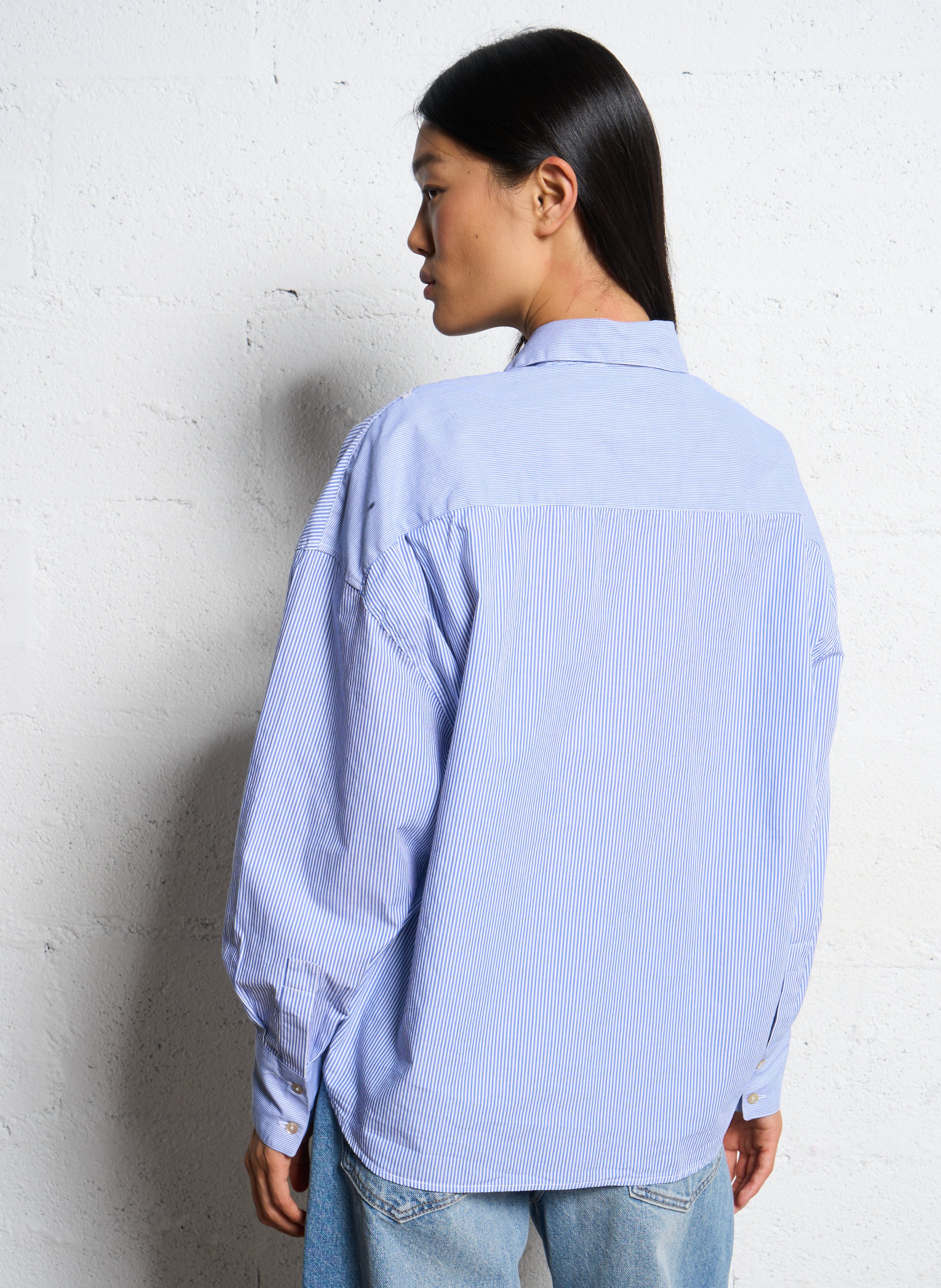 Chemise oversize en coton rayé MOMONI Bleu