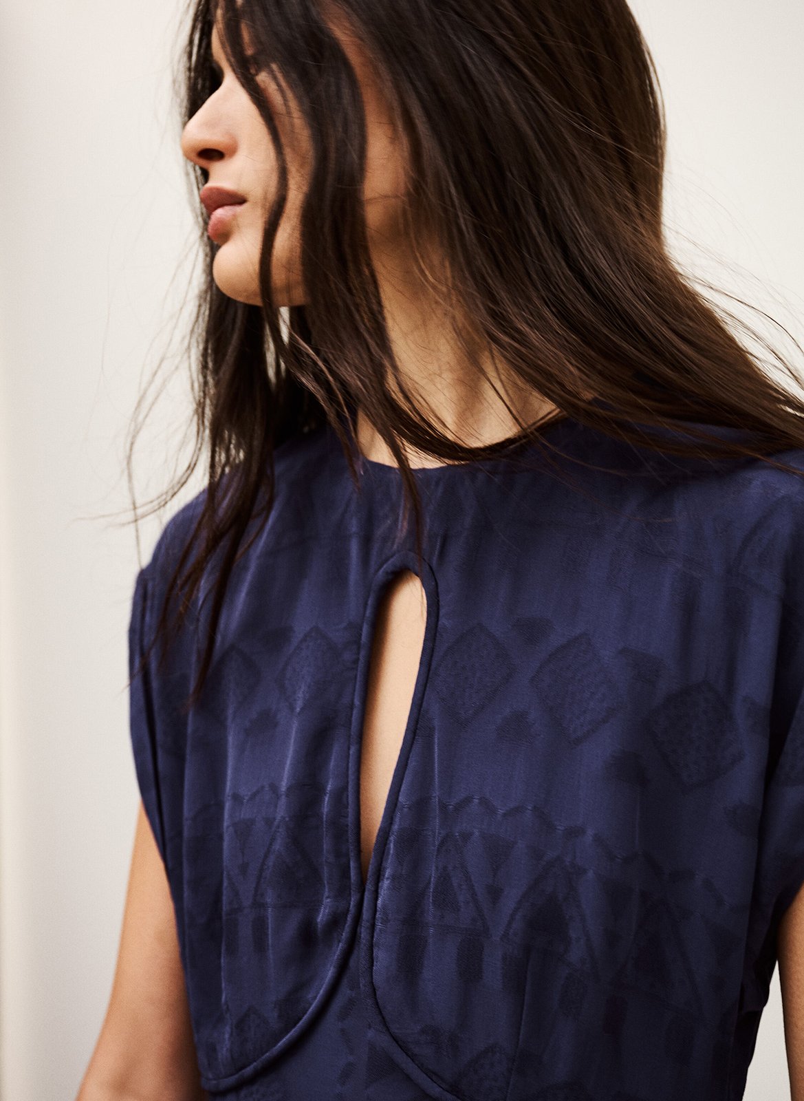 Robe midi col rond en jacquard BA&SH Bleu