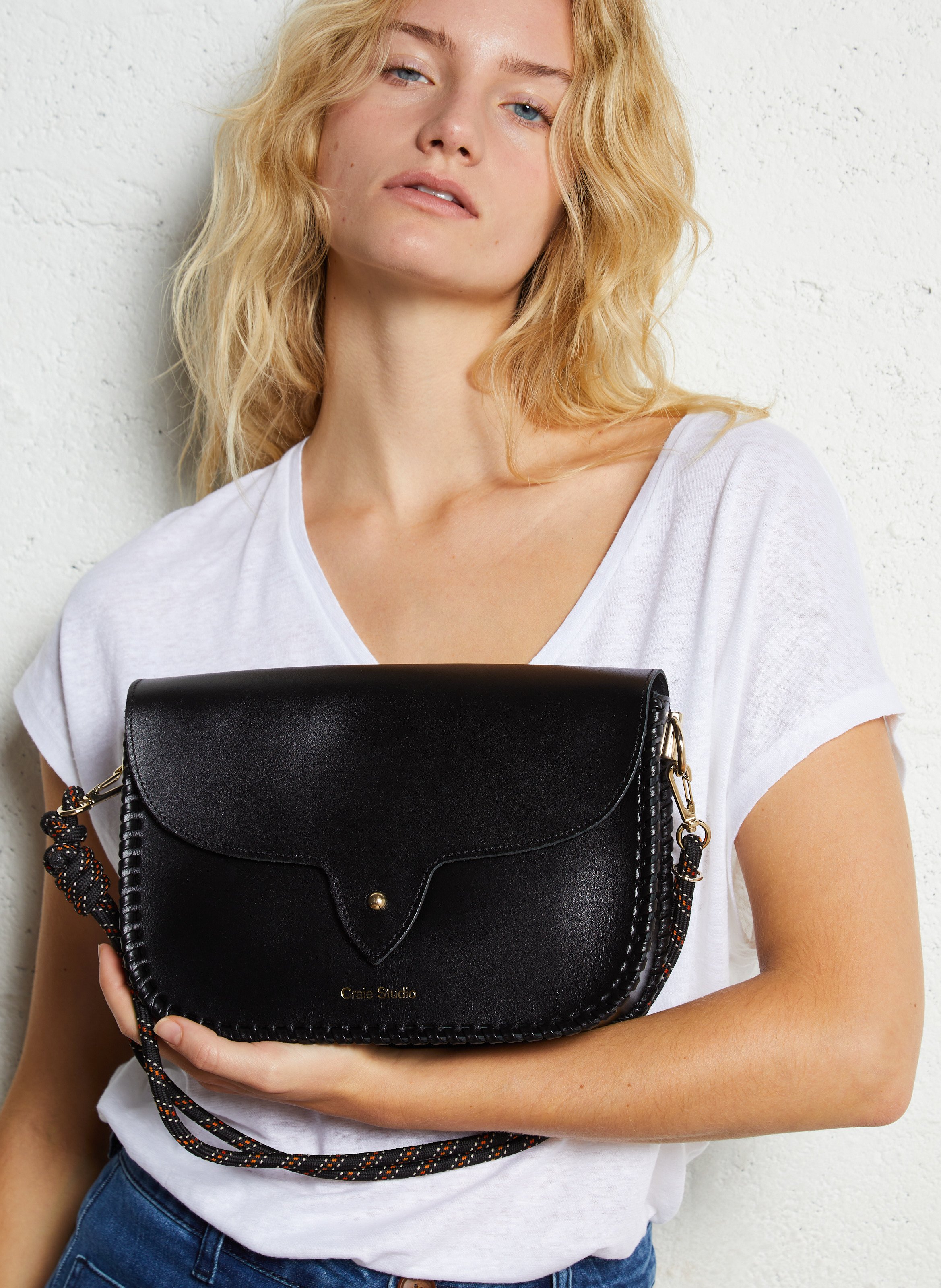 Sac bandoulière en cuir CRAIE STUDIO Noir