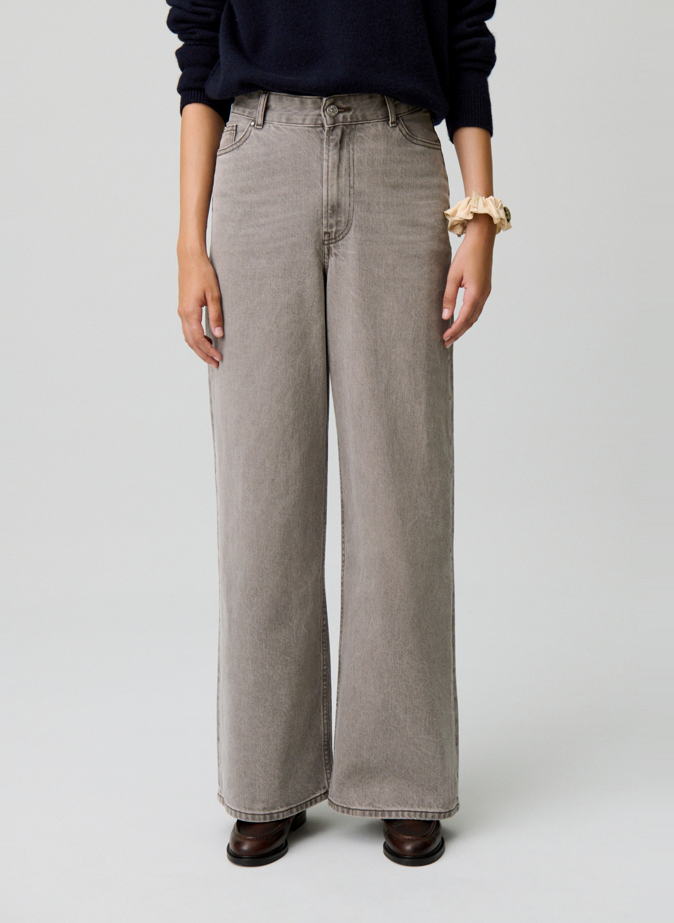 Jean large en coton mélangé CLAUDIE PIERLOT Beige