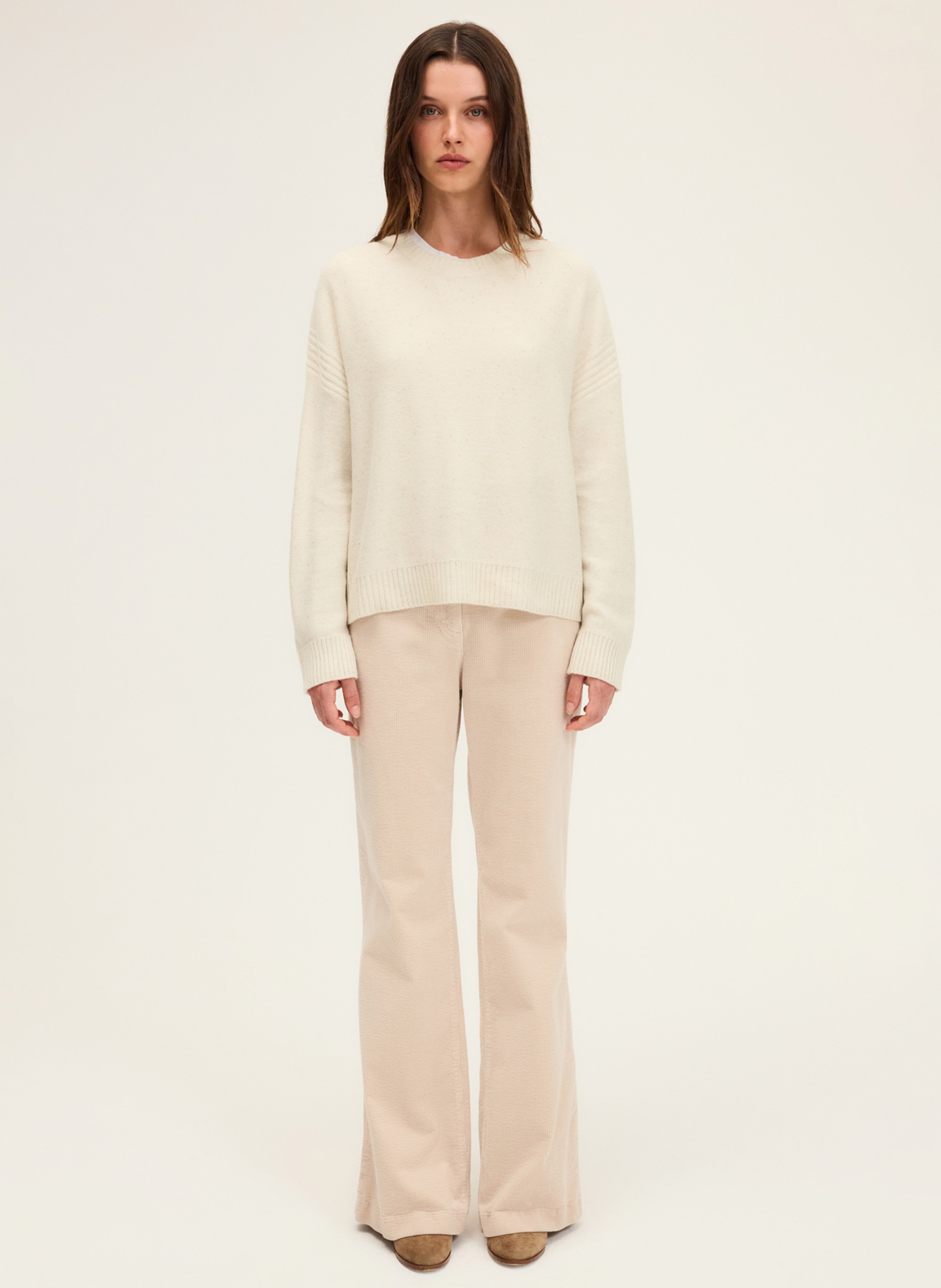Round-neck wool- and cashmere-blend sweater PABLO Beige
