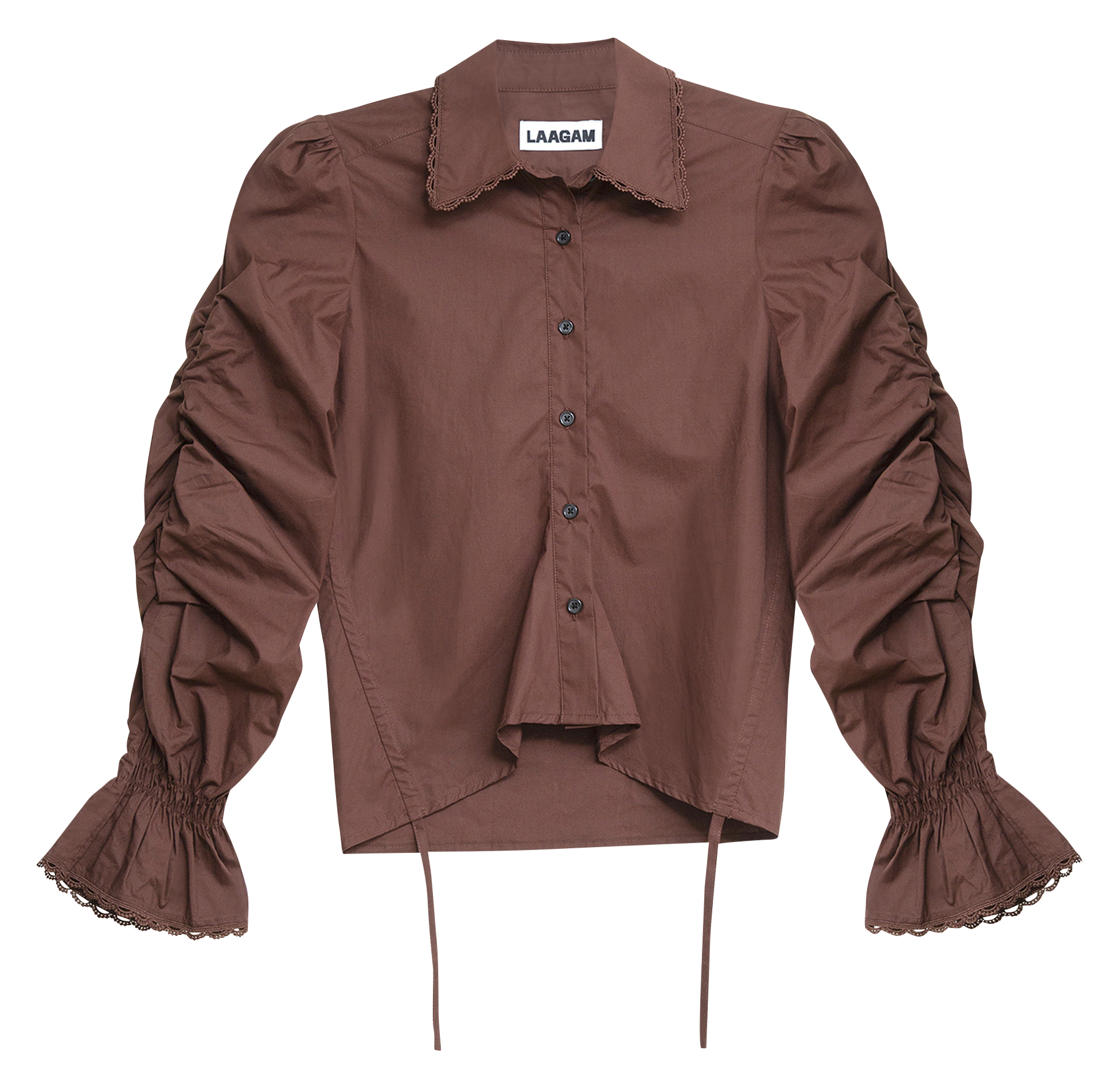 Chemise col classique manches contrastantes en coton LAAGAM Brown