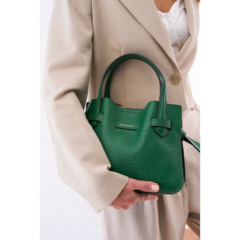 Handbag - cowhide leather POURCHET Green