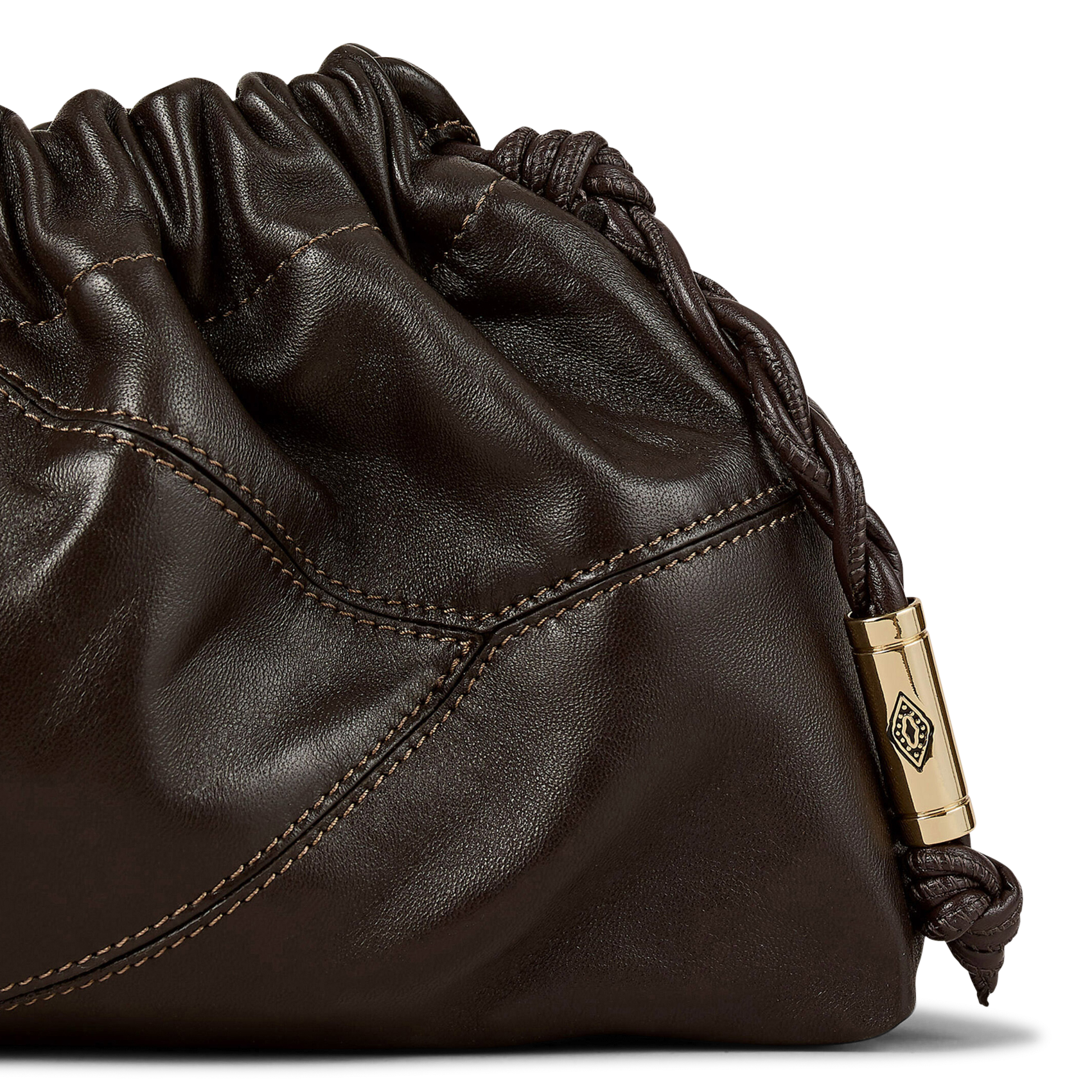 Sac à main froncé à chaîne en cuir BA&SH Marron