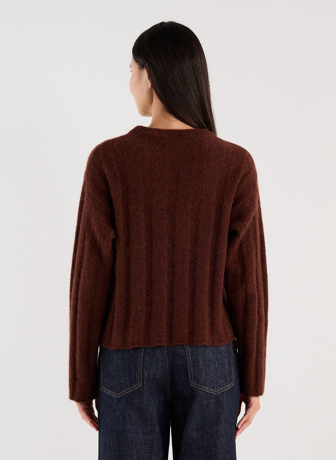 Langärmliger Kurzpullover aus Wollmix-Strick SAISON 1865 Braun