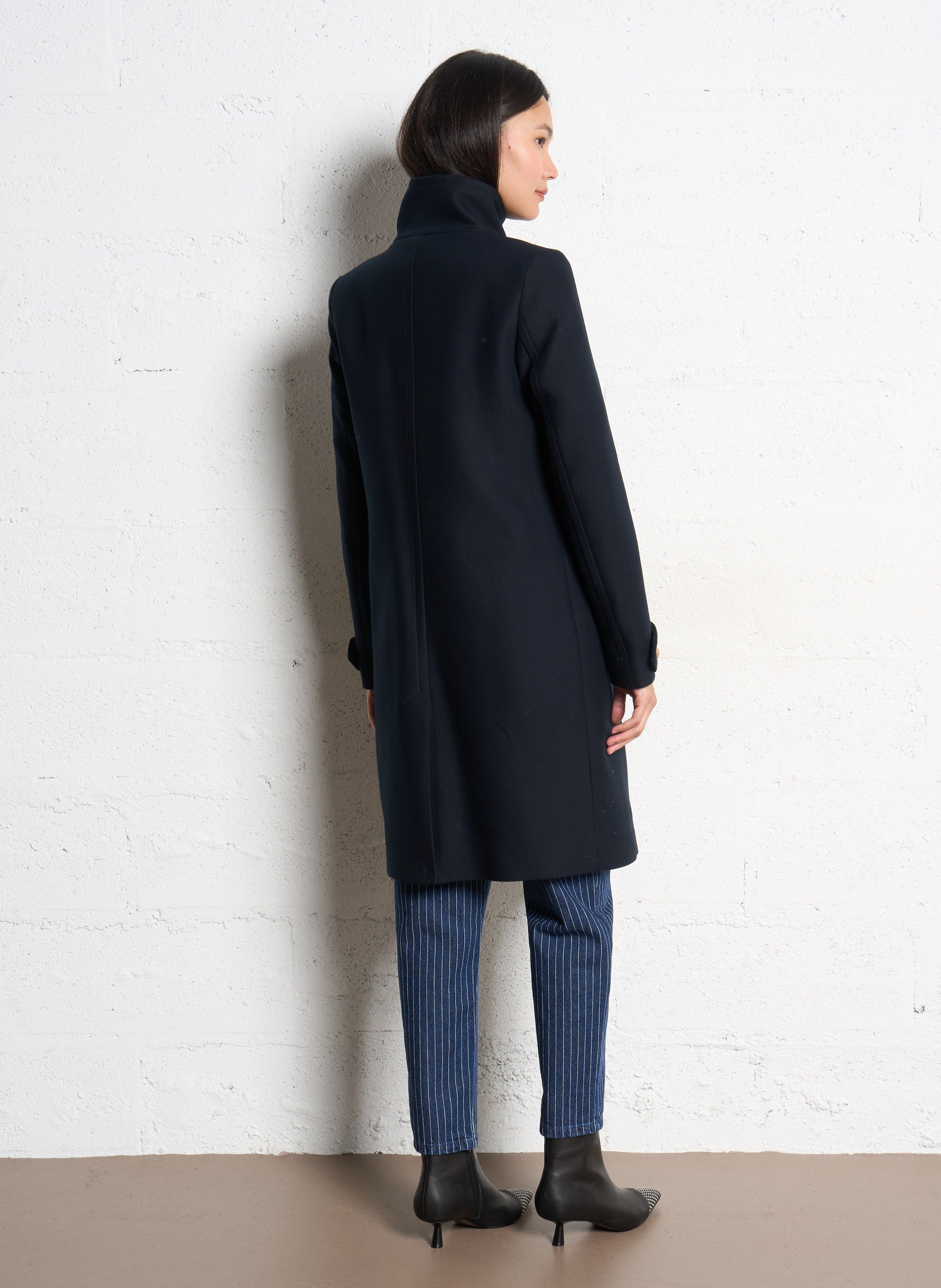 Langer Baumwollmantel mit Stehkragen IKKS Blau