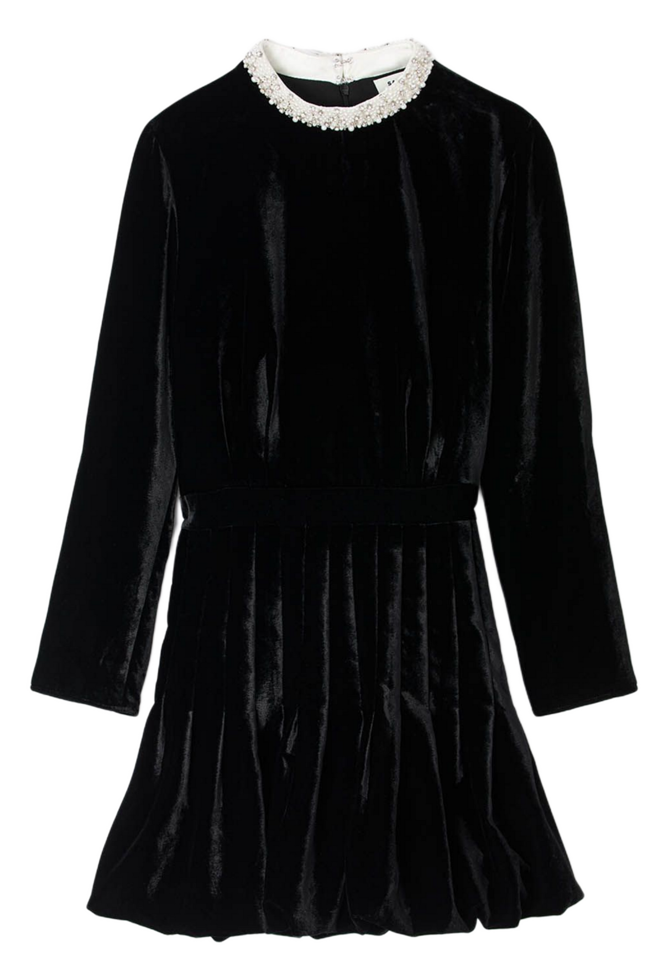 Robe courte col rond en velours SANDRO Noir