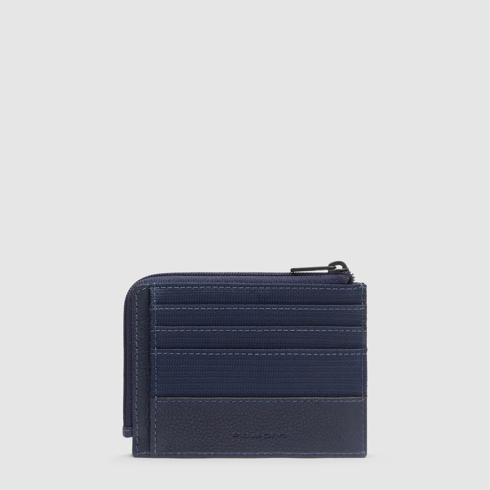 Zippered wallet with credit card slots, document holder, and RFID protection PIQUADRO Blue