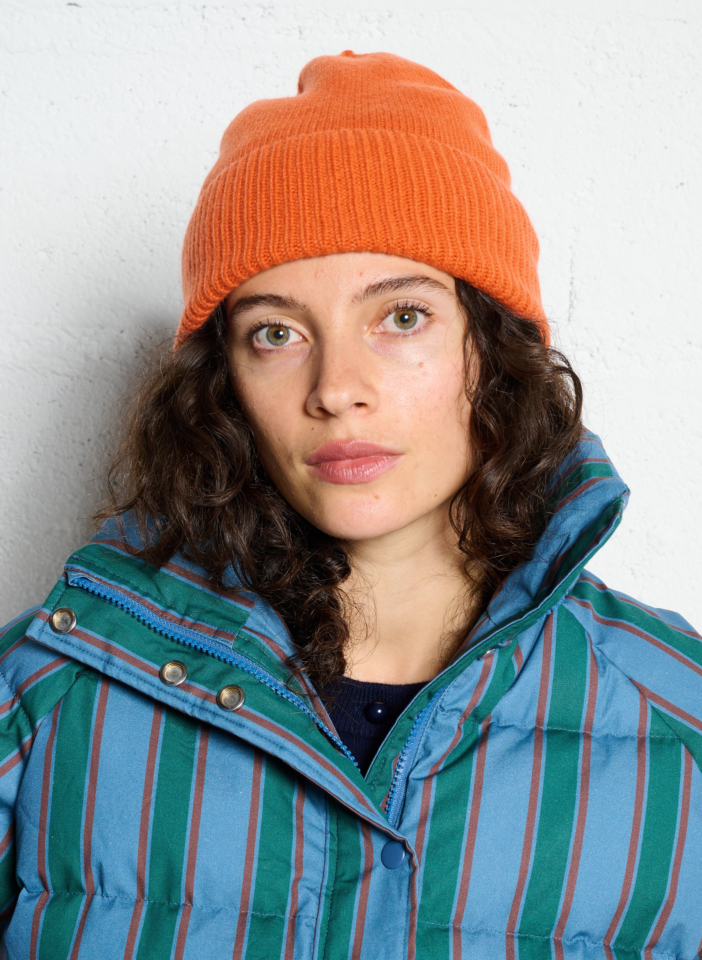 Bonnet uni en cachemire CEZEMBRE Orange