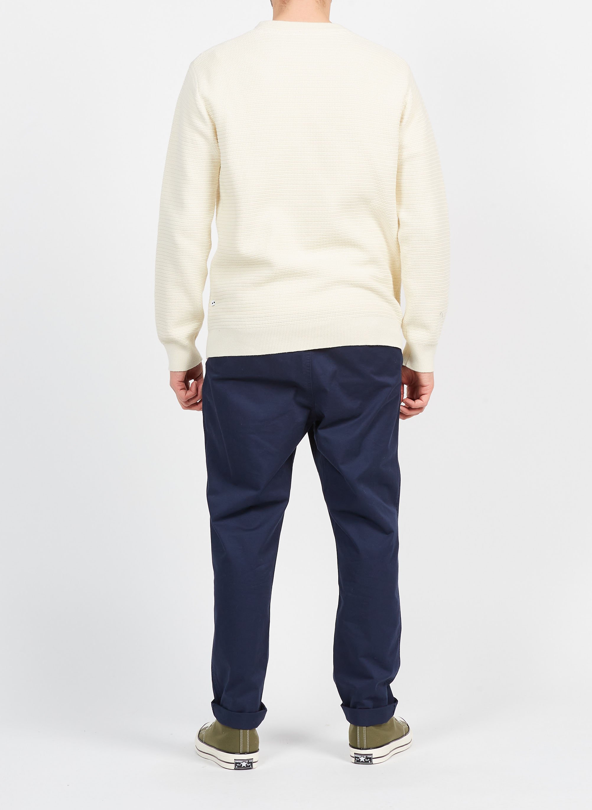 Regular-fit organic cotton sweater with round neck MINIMUM Blue