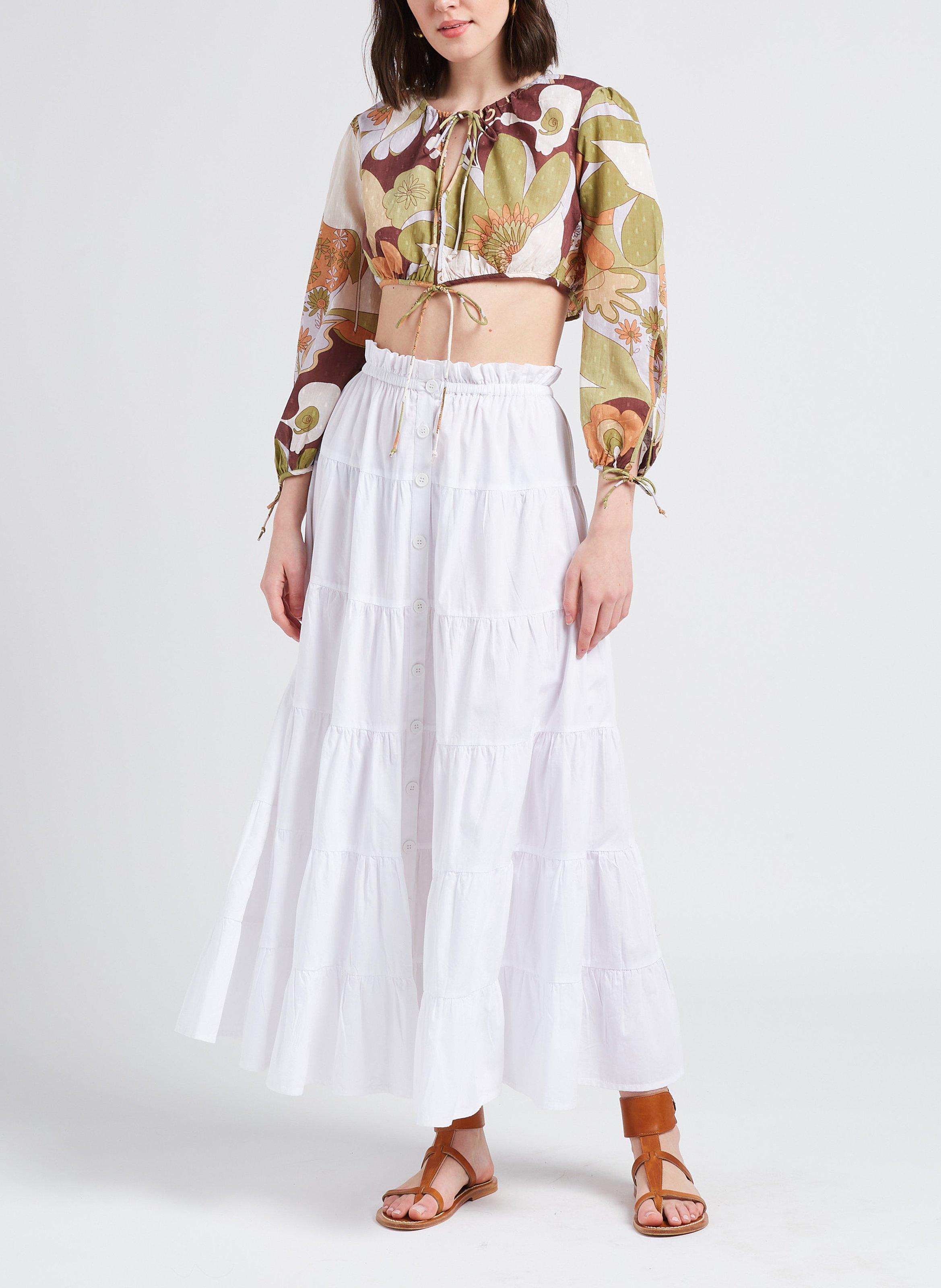 Top court en coton imprimé ANTIK BATIK Kaki