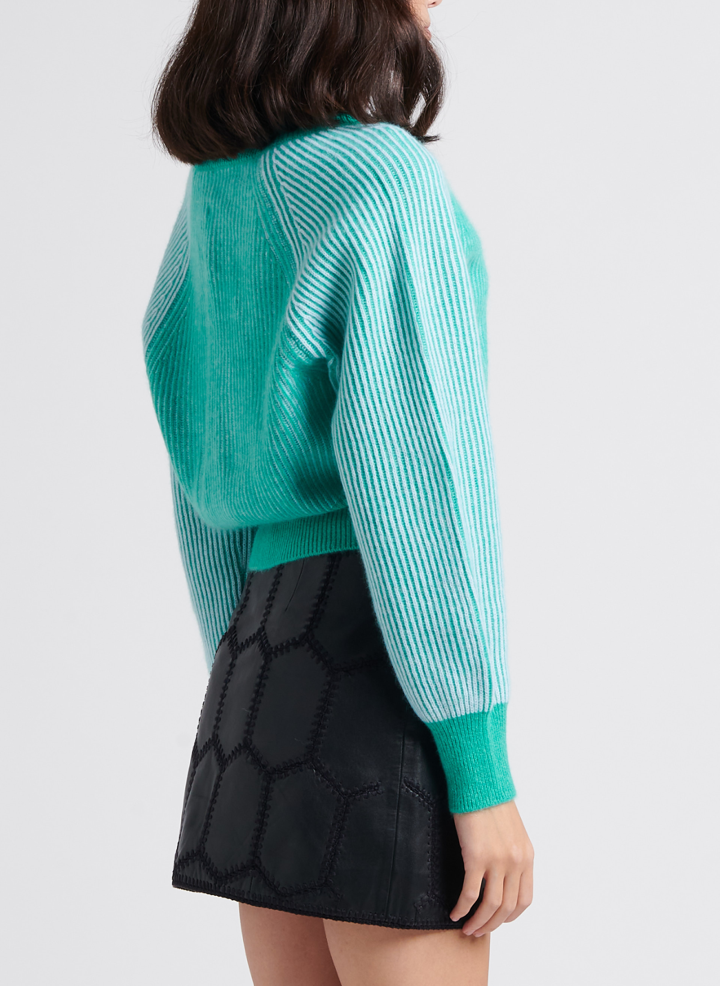 Short V-neck striped cashmere cardigan CRUSH Multicolored