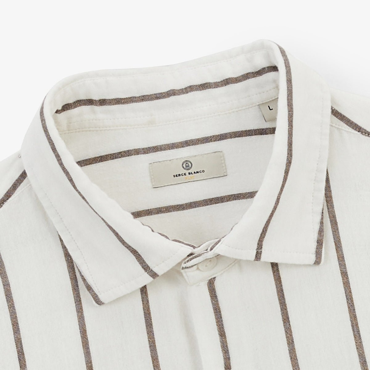 Long-sleeved shirt with wide stripes in cotton SERGE BLANCO Green