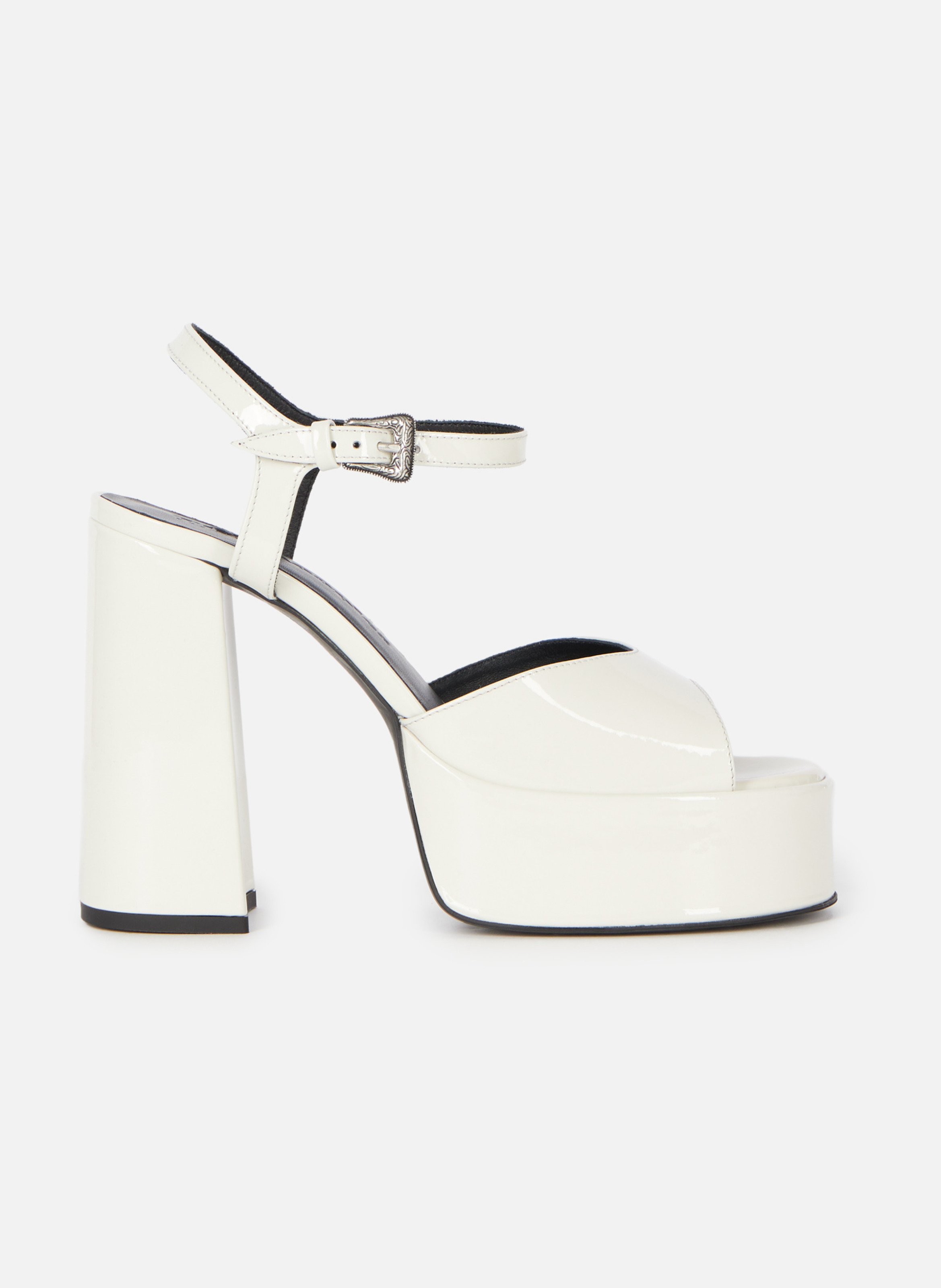 Heeled patent leather sandals THE KOOPLES Beige