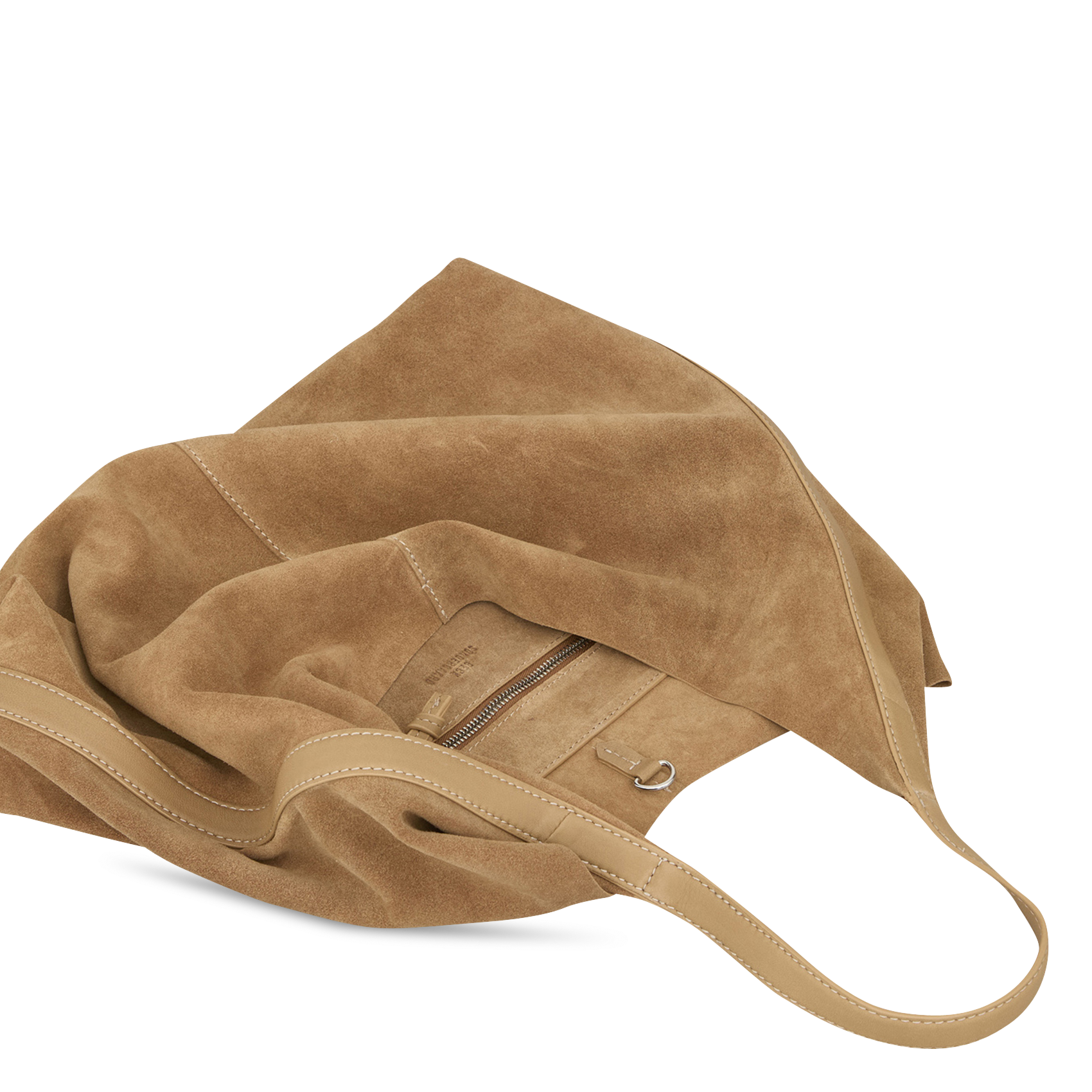 Buideltas van getextureerd leer met veters BECKSONDERGAARD Bruin