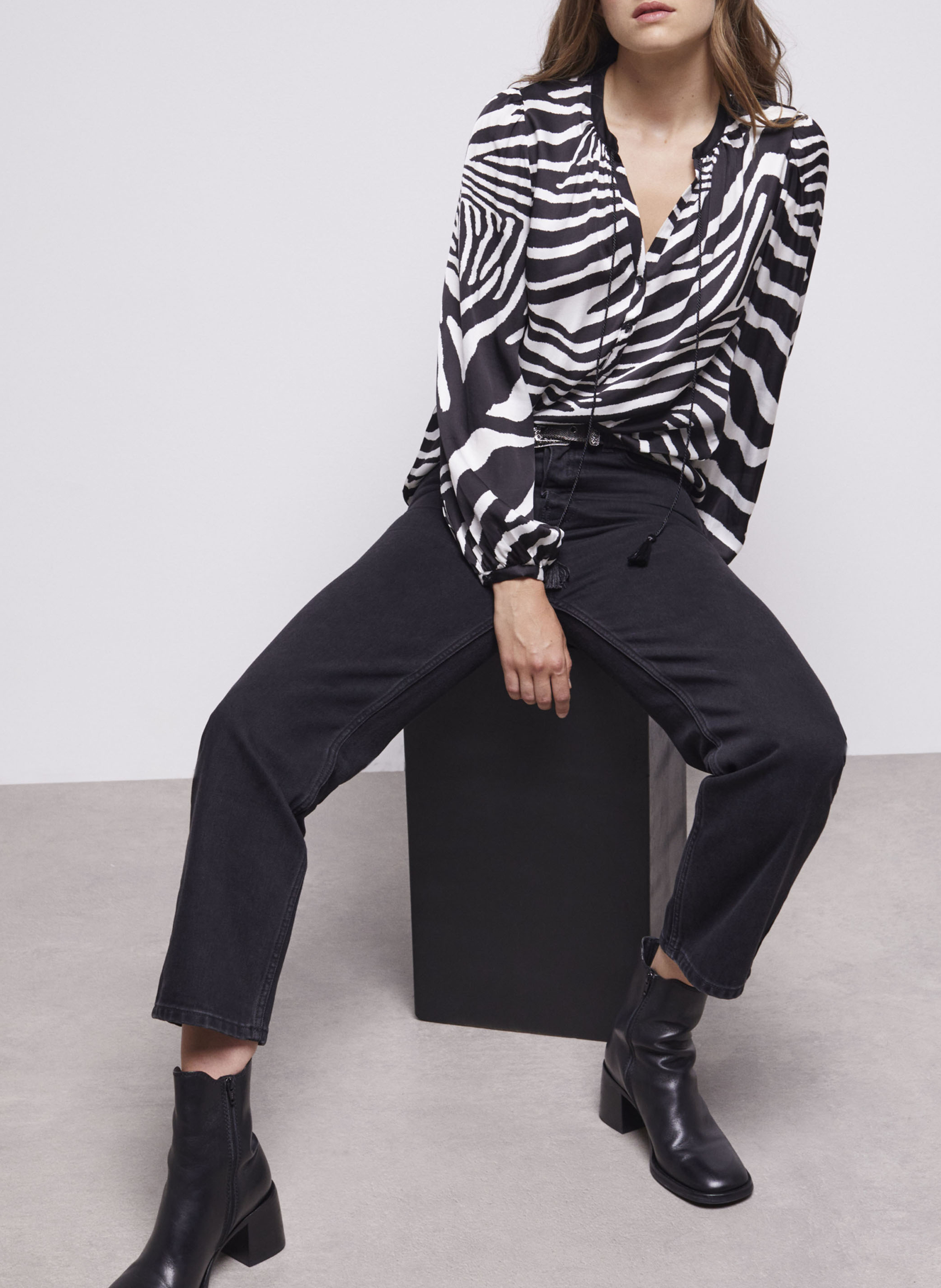 Top fluide à motif zébré THE KOOPLES Noir