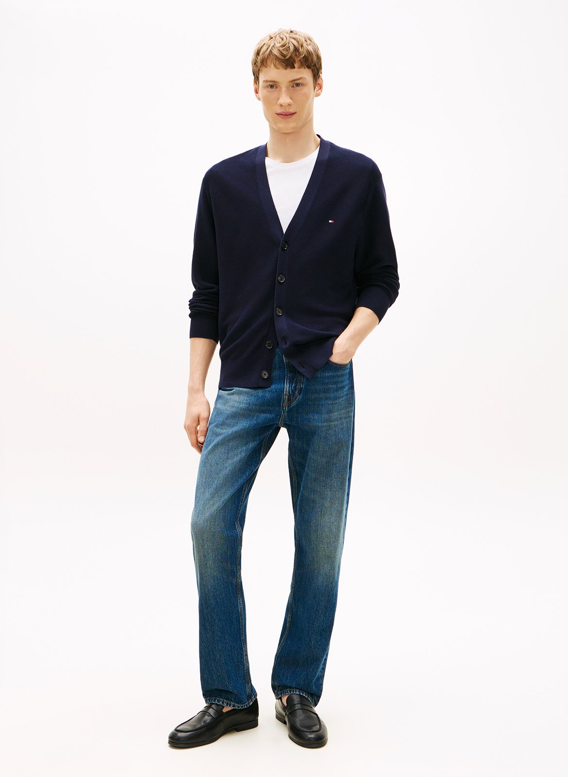 Cardigan droit boutonné uni TOMMY HILFIGER Bleu