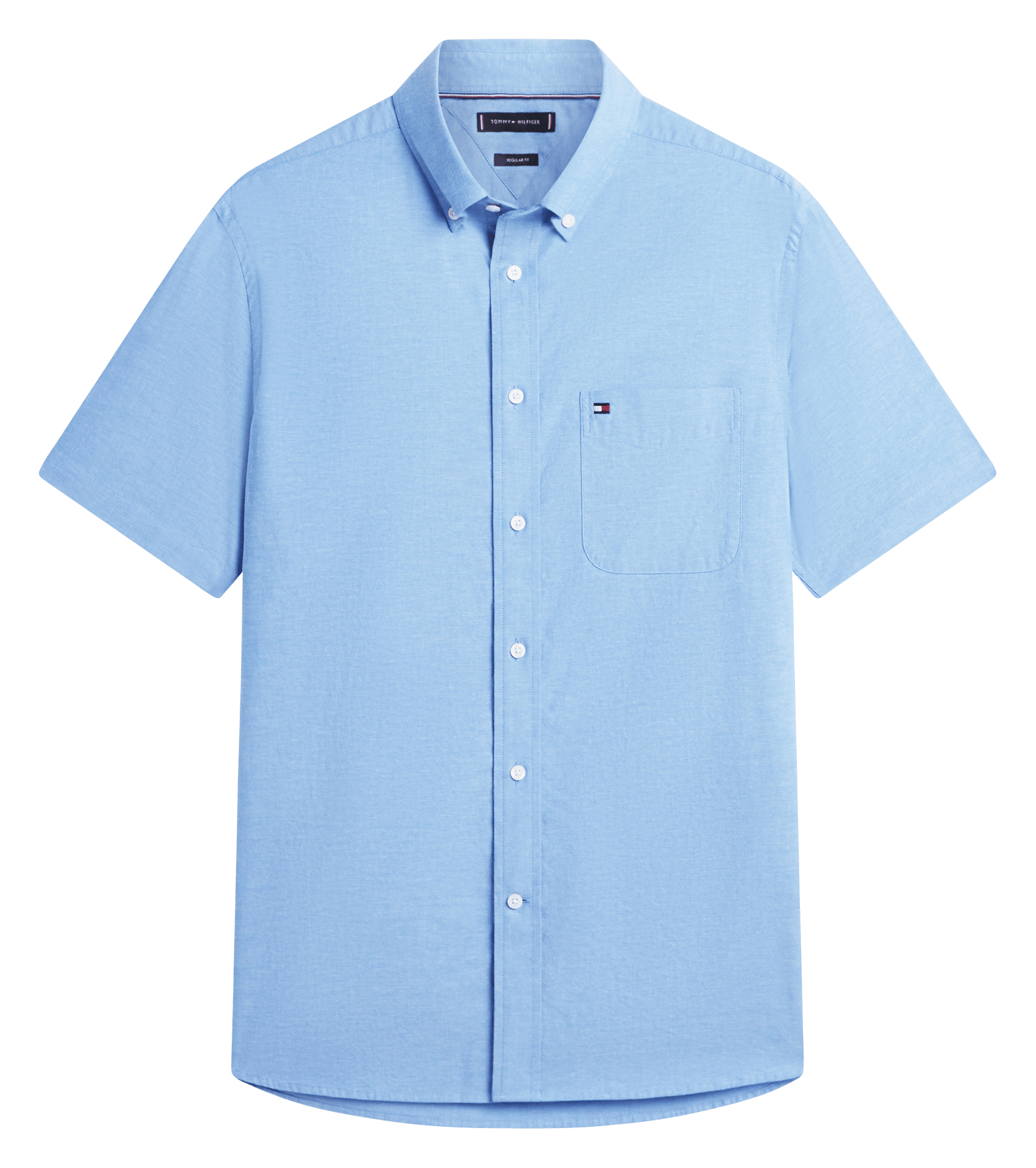 Straight short-sleeve solid shirt TOMMY HILFIGER Blue