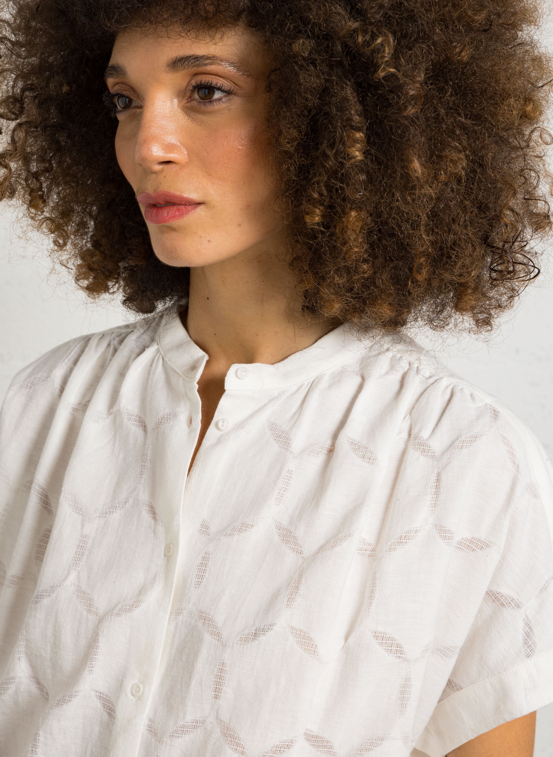 Rundhalsausschnitt Kurzarmhemd SACRECOEUR Weiss