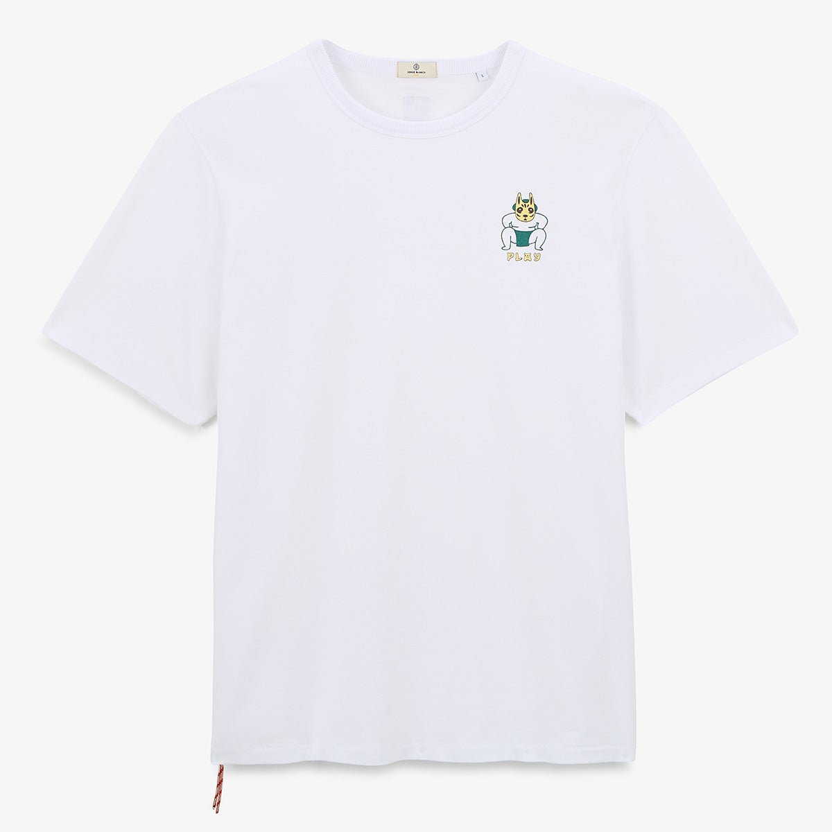 Round neck T-shirt in printed cotton jersey with sumo on the chest. SERGE BLANCO White