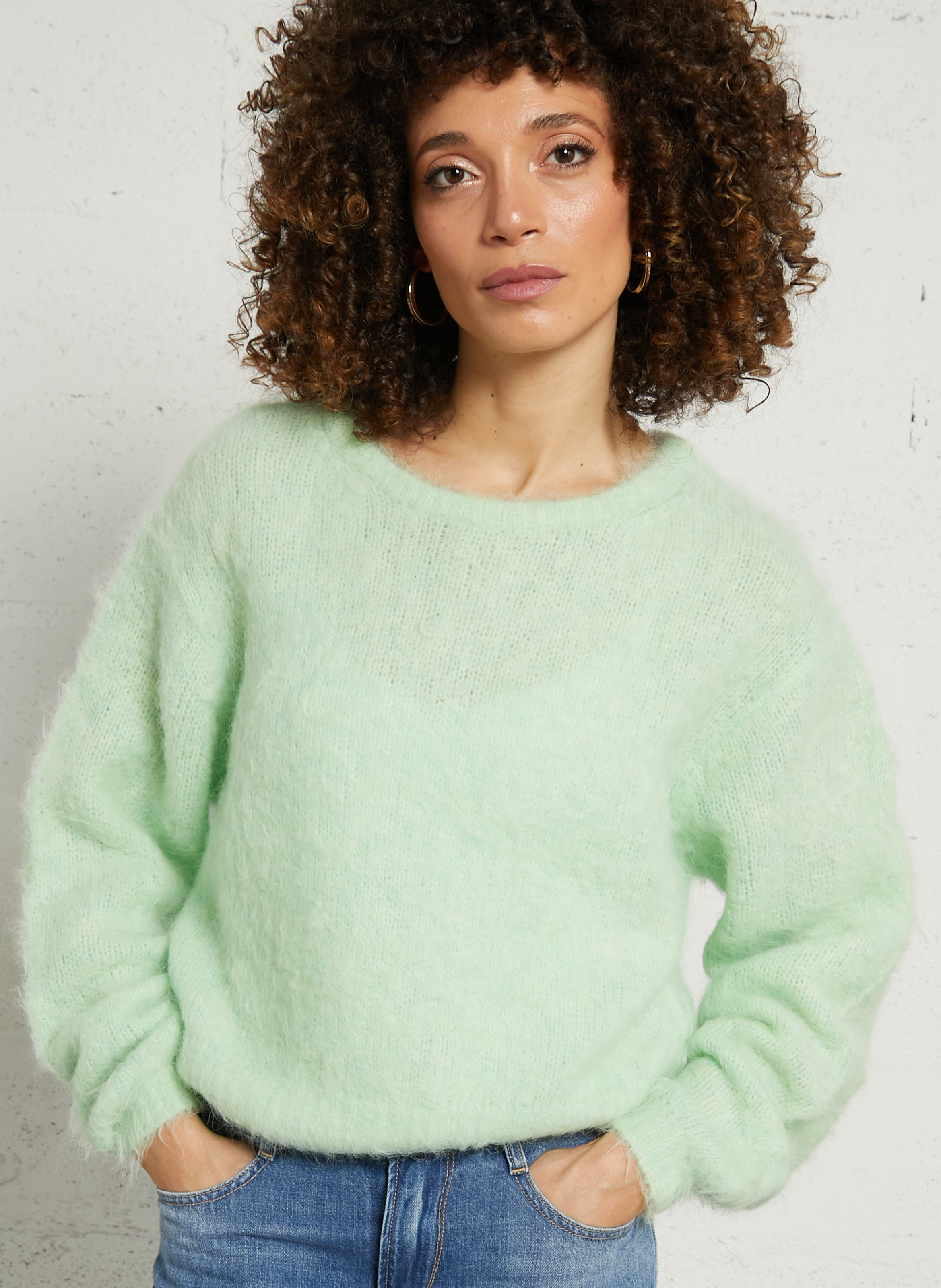 Oversized round-neck wool-blend sweater AMERICAN VINTAGE Green