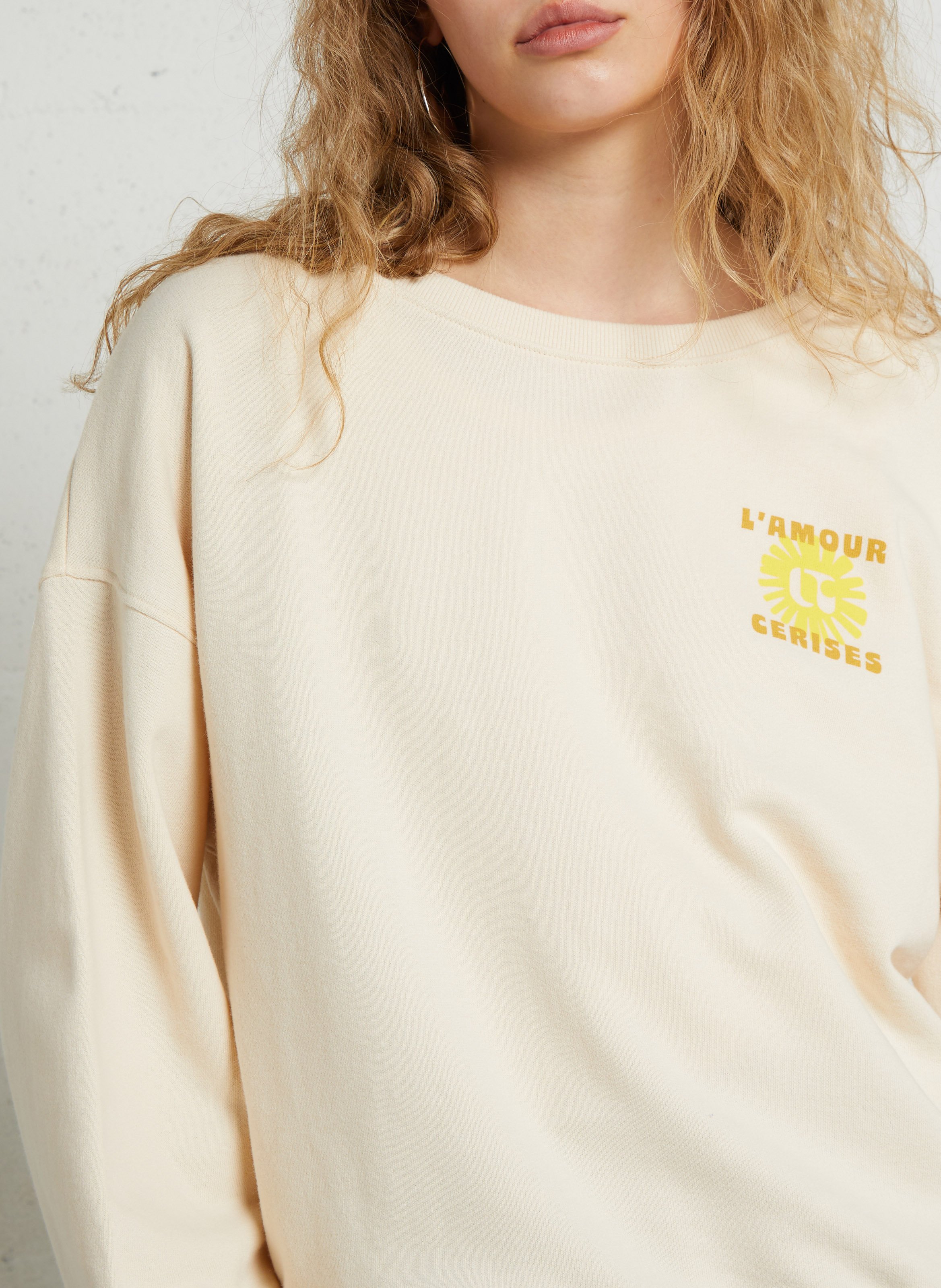 Oversized cotton-blend sweatshirt with round neck LE TEMPS DES CERISES Blue