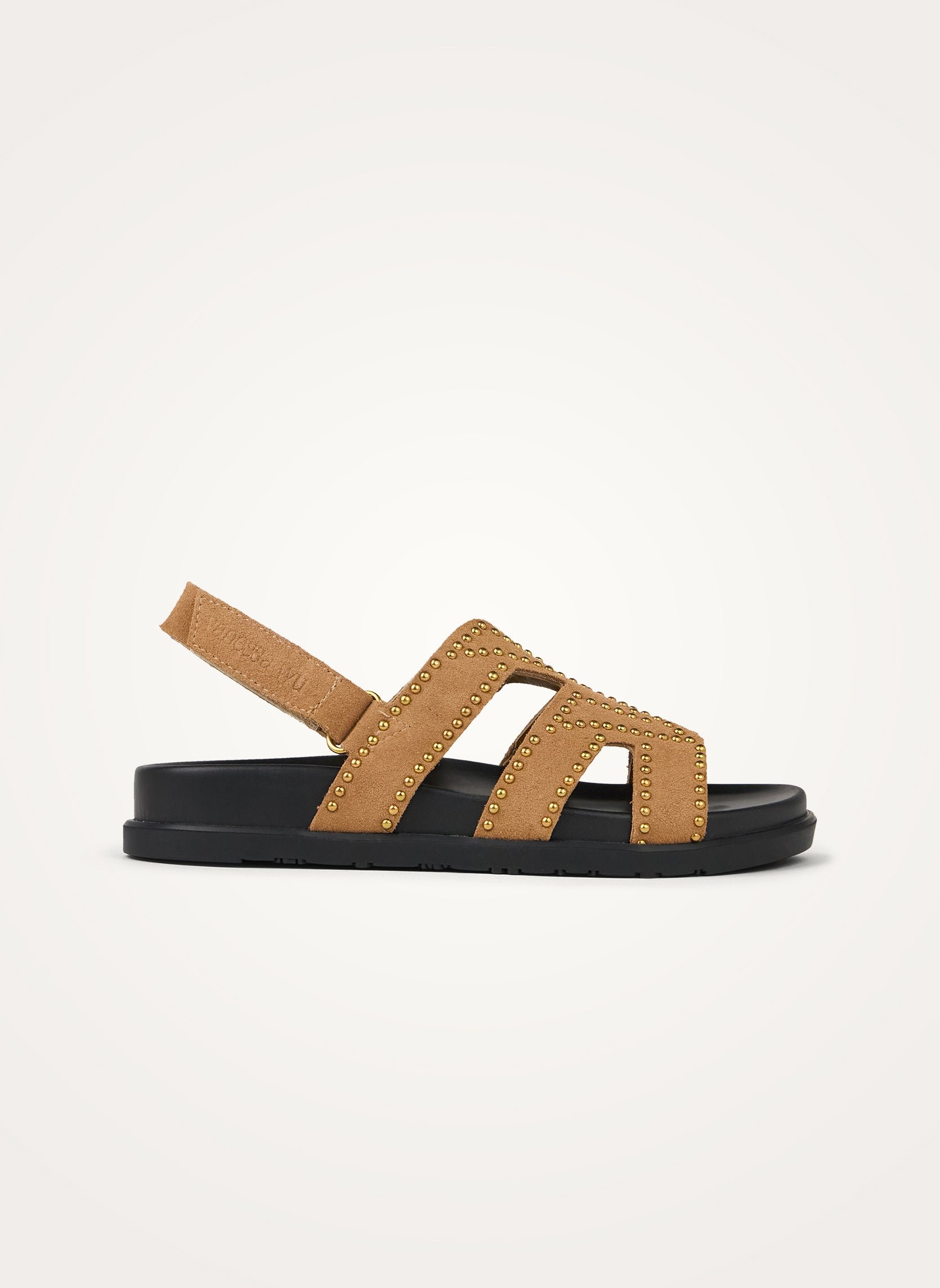 Flat suede sandals with studded straps VANESSA WU