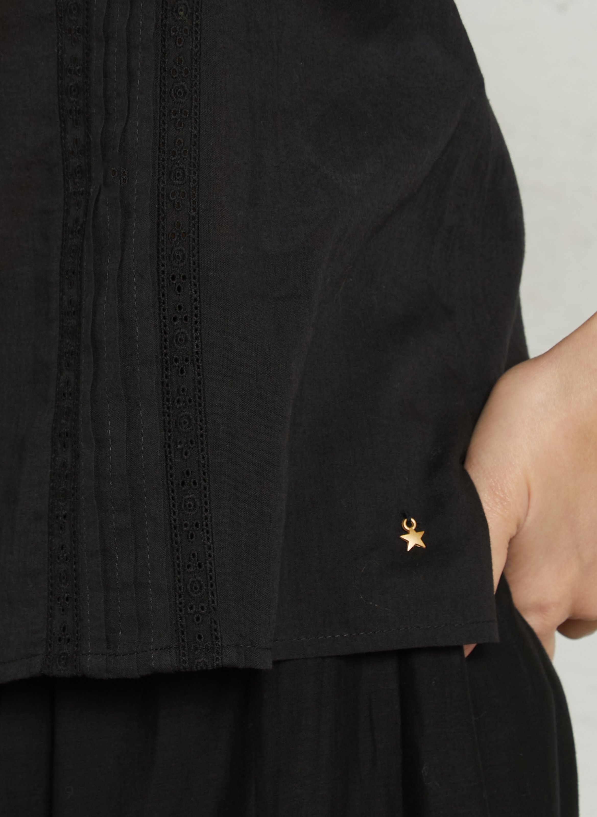 Top droit en coton DES PETITS HAUTS Noir