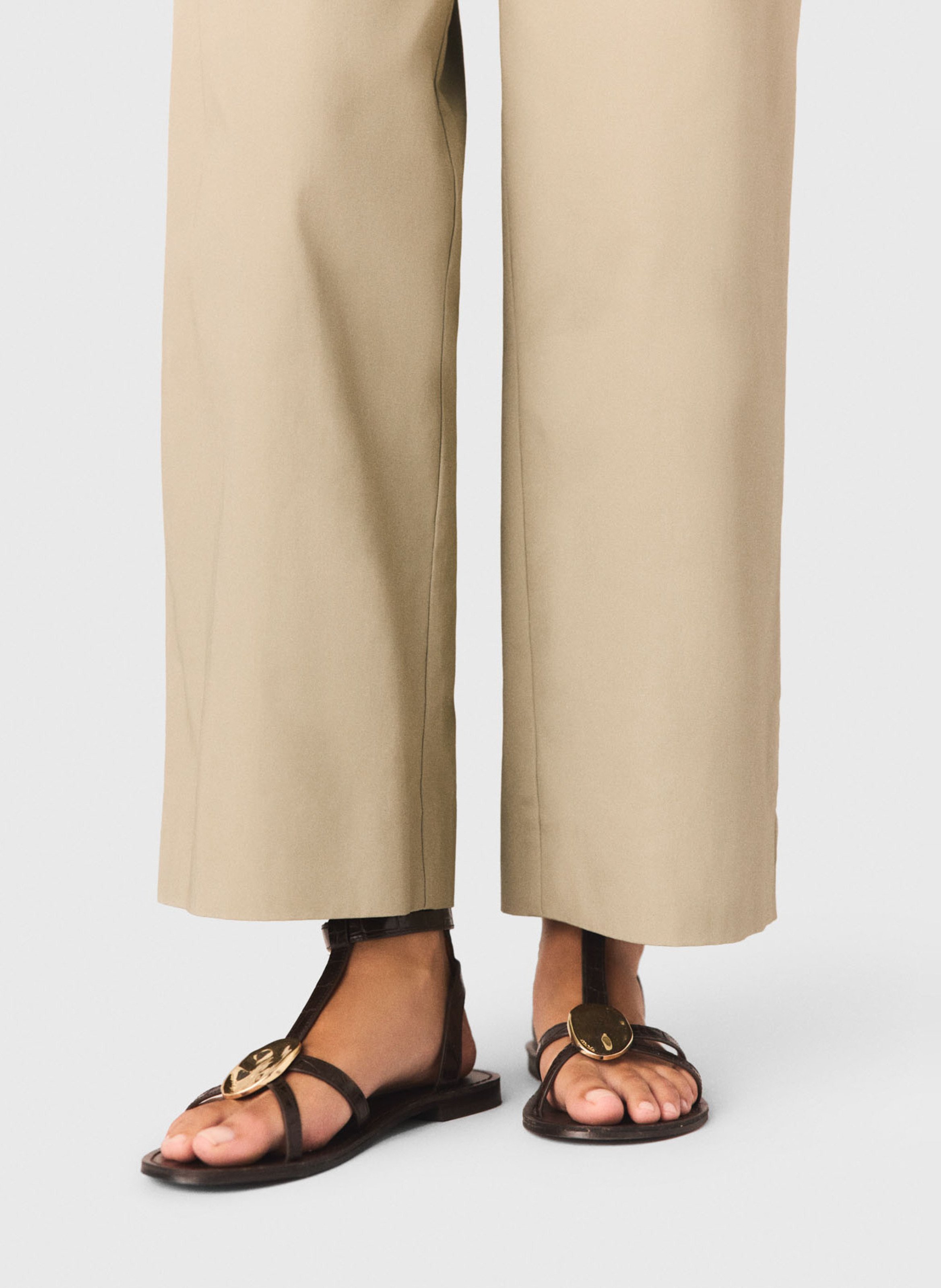 Sandales plates en cuir MAJE Marron