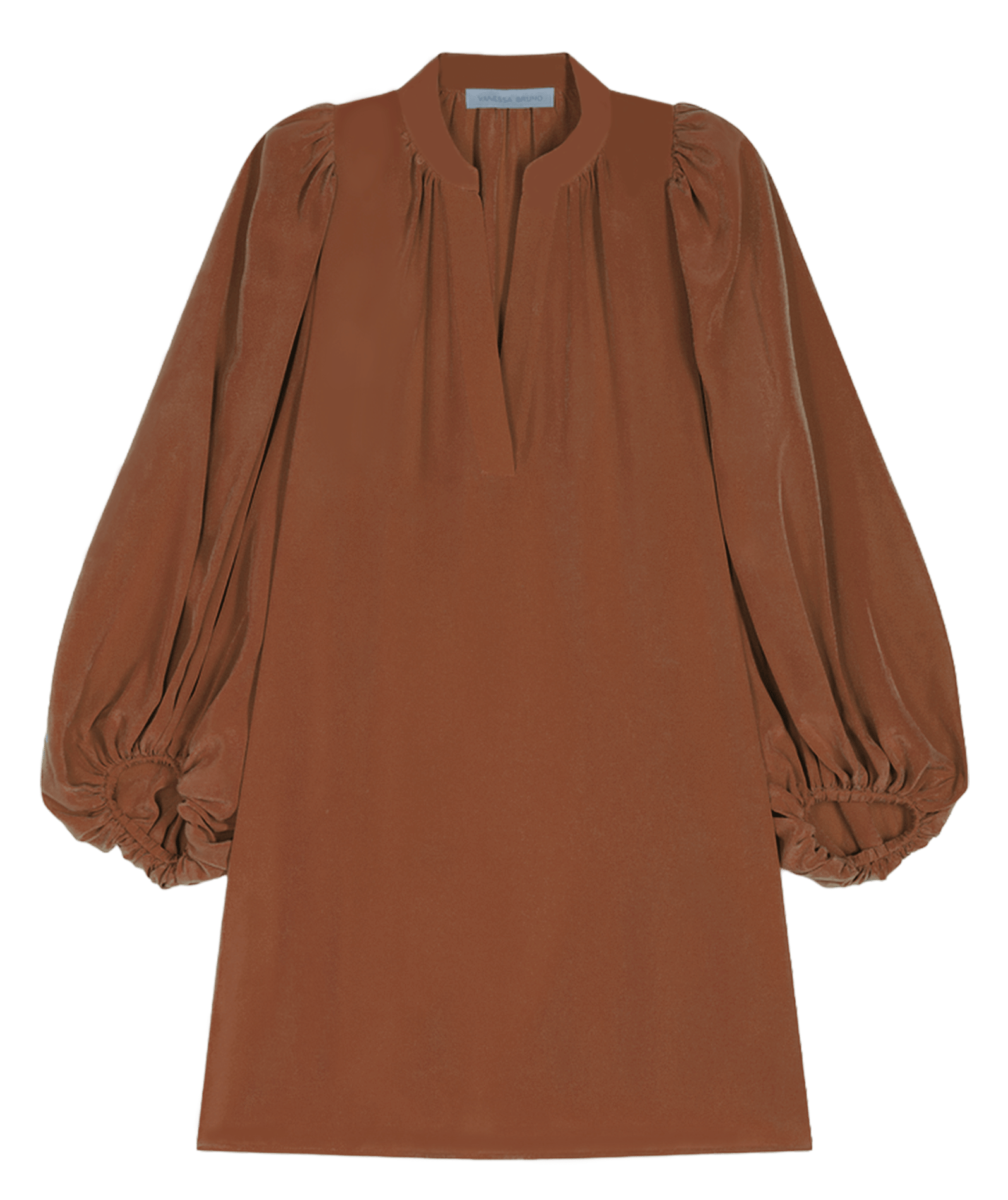 Robe courte col V en soie VANESSA BRUNO Marron
