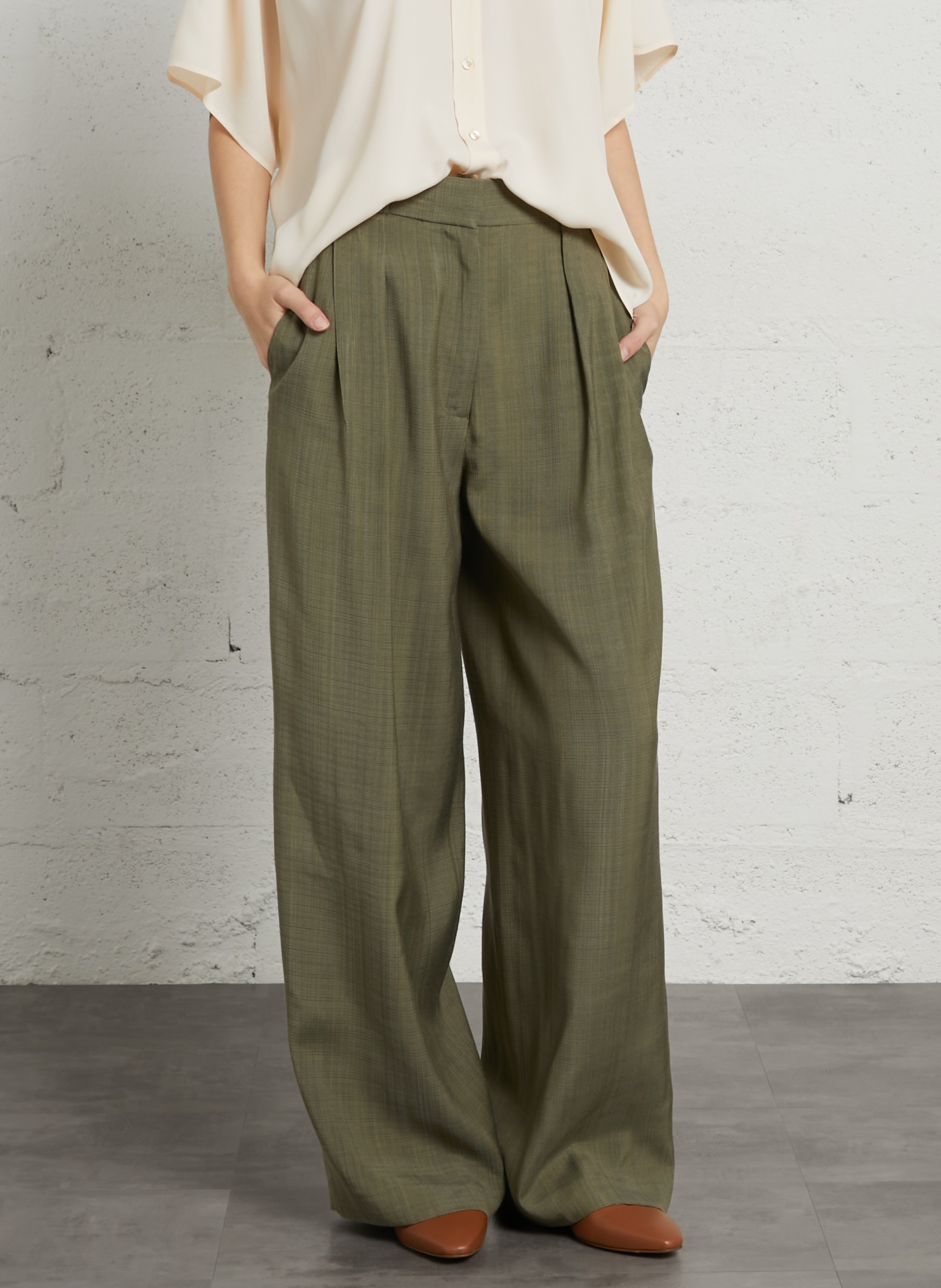 Azawood - Weite Hose mit hohem Bund MARGAUX LONNBERG Khaki