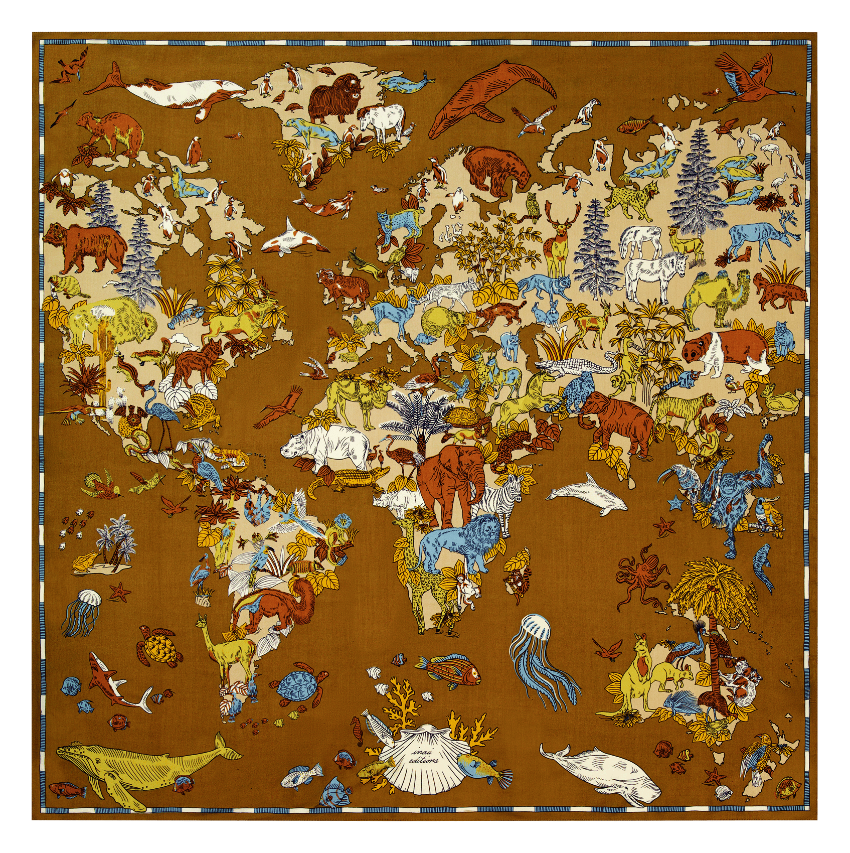 Animalprint-Seidentuch INOUI EDITIONS Beige