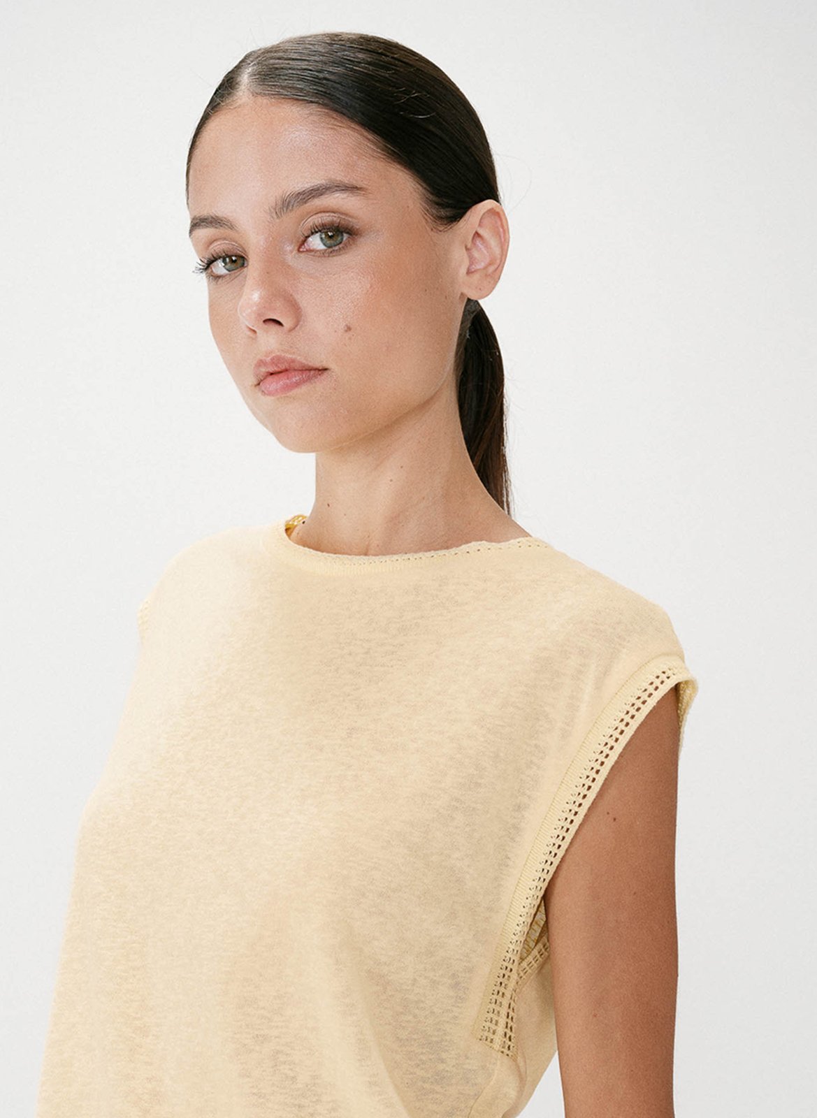 Tee-shirt col rond en coton mélangé GRACE ET MILA Jaune